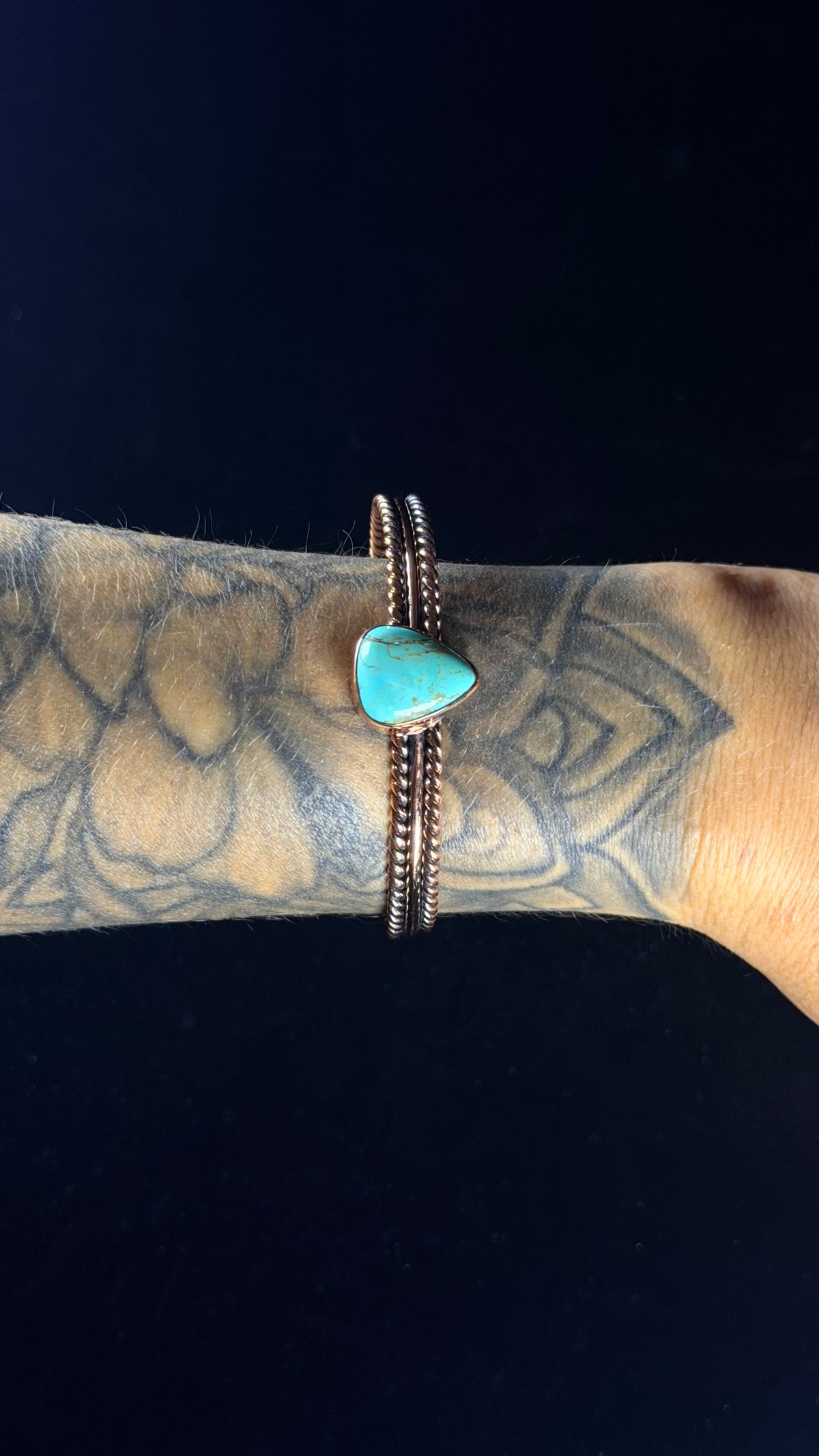 Navajo Made Kingman Turquoise & Copper Cuff Bracelet