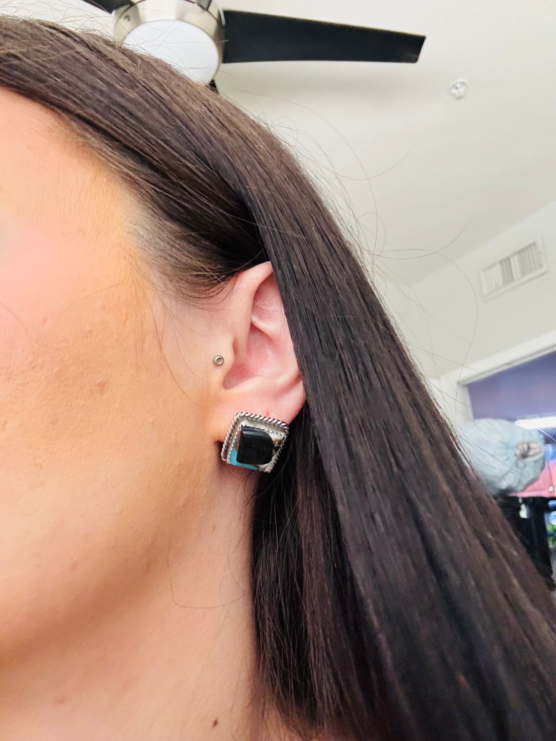 Judith Dixon White Buffalo Mohave Composite & Sterling Silver Post Earrings