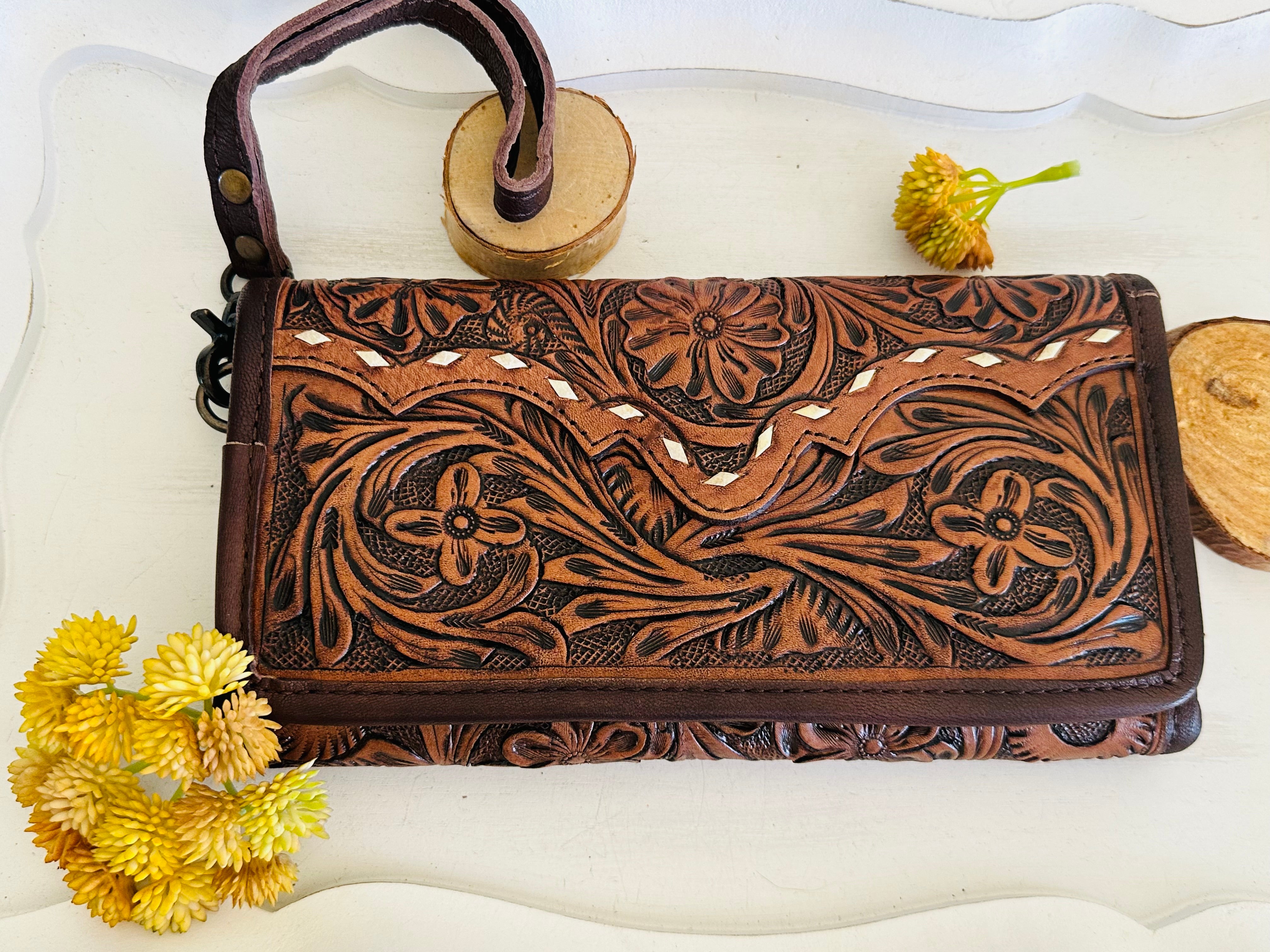 Genuine Tooled Leather Wallet/Clutch