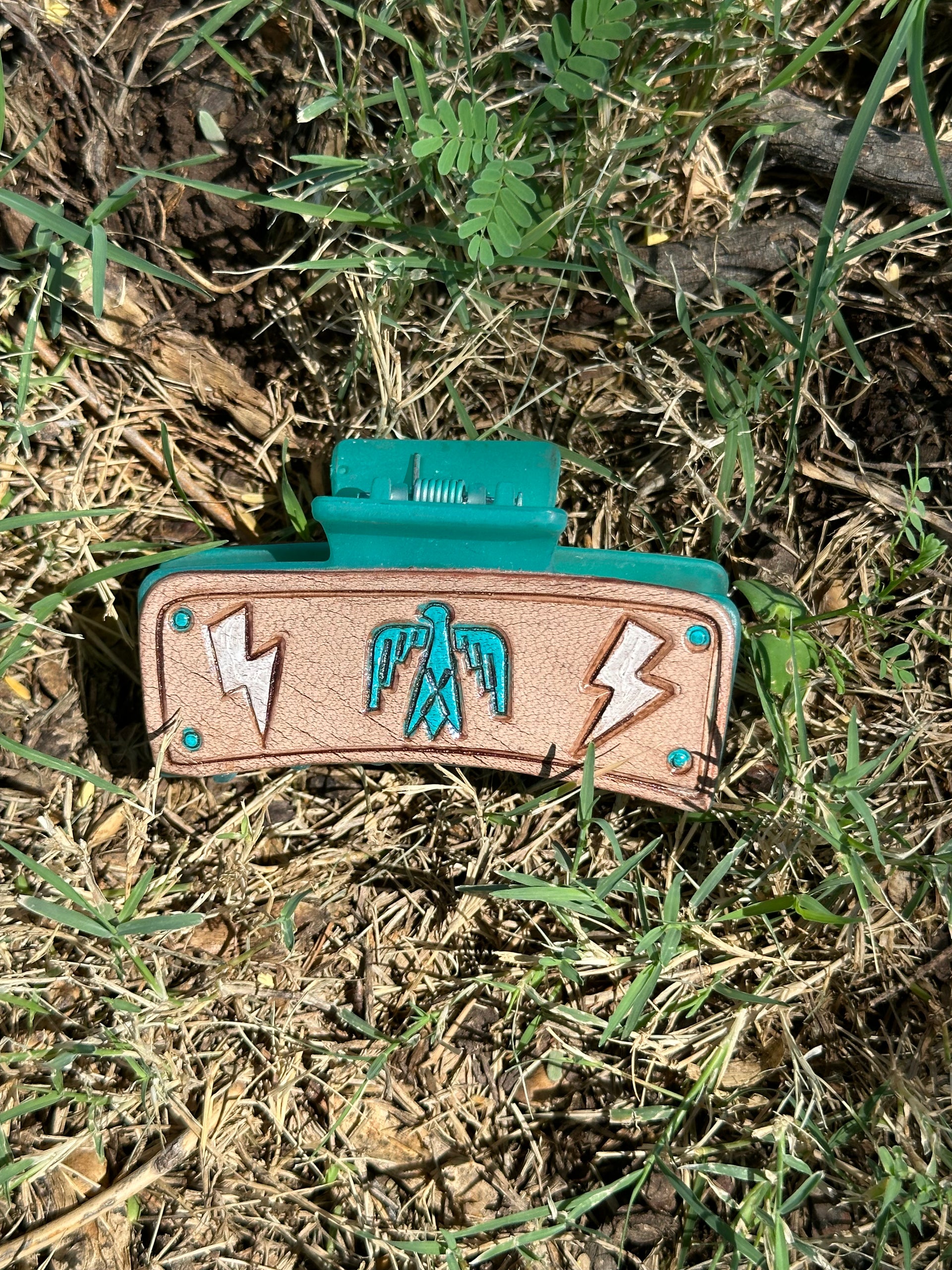 Genuine Tooled Leather Hair Clip