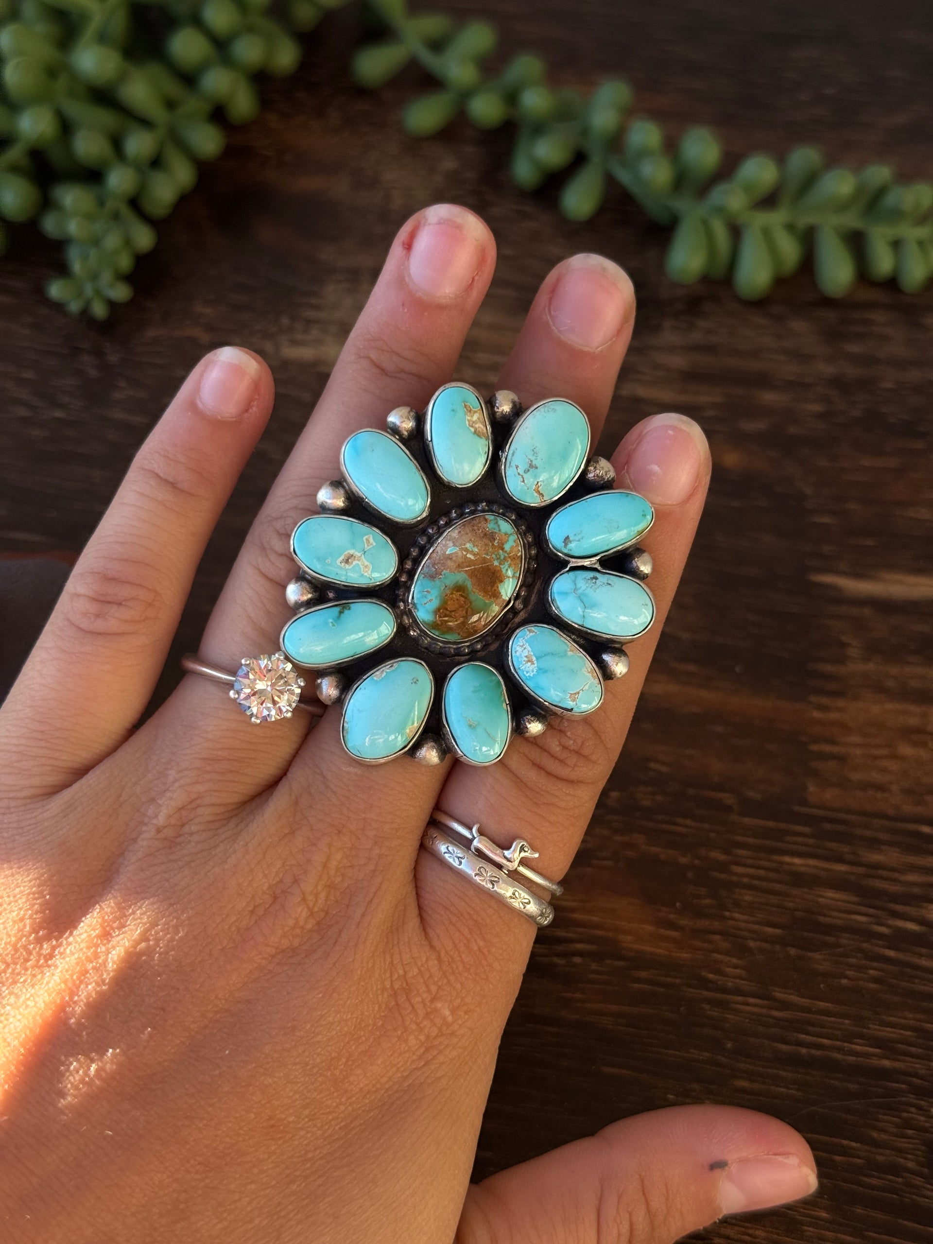 Bobby Johnson Royston Turquoise & Sterling Silver Ring Size 9