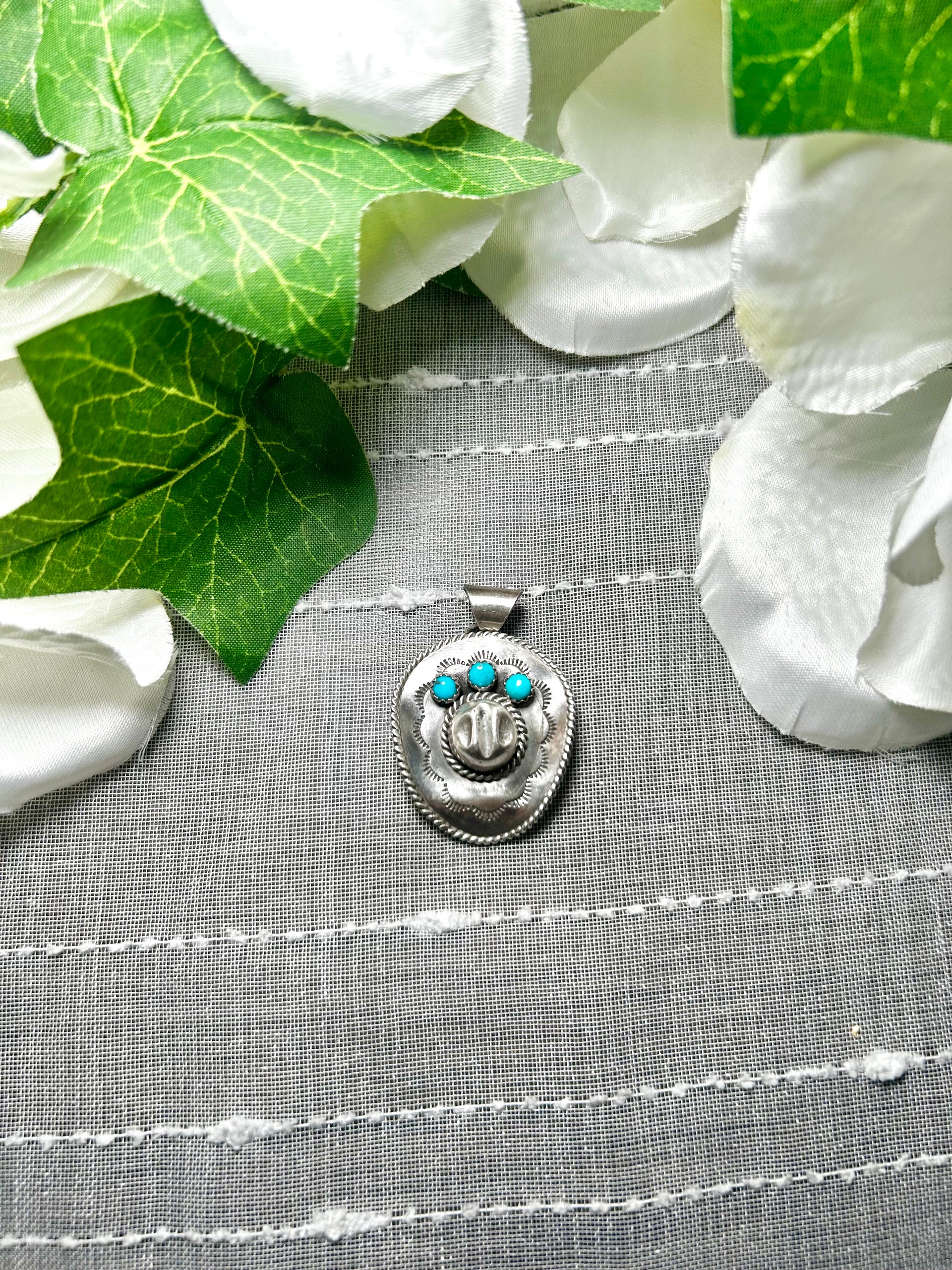 Bobby Platero Kingman Turquoise & Sterling Silver Pendant