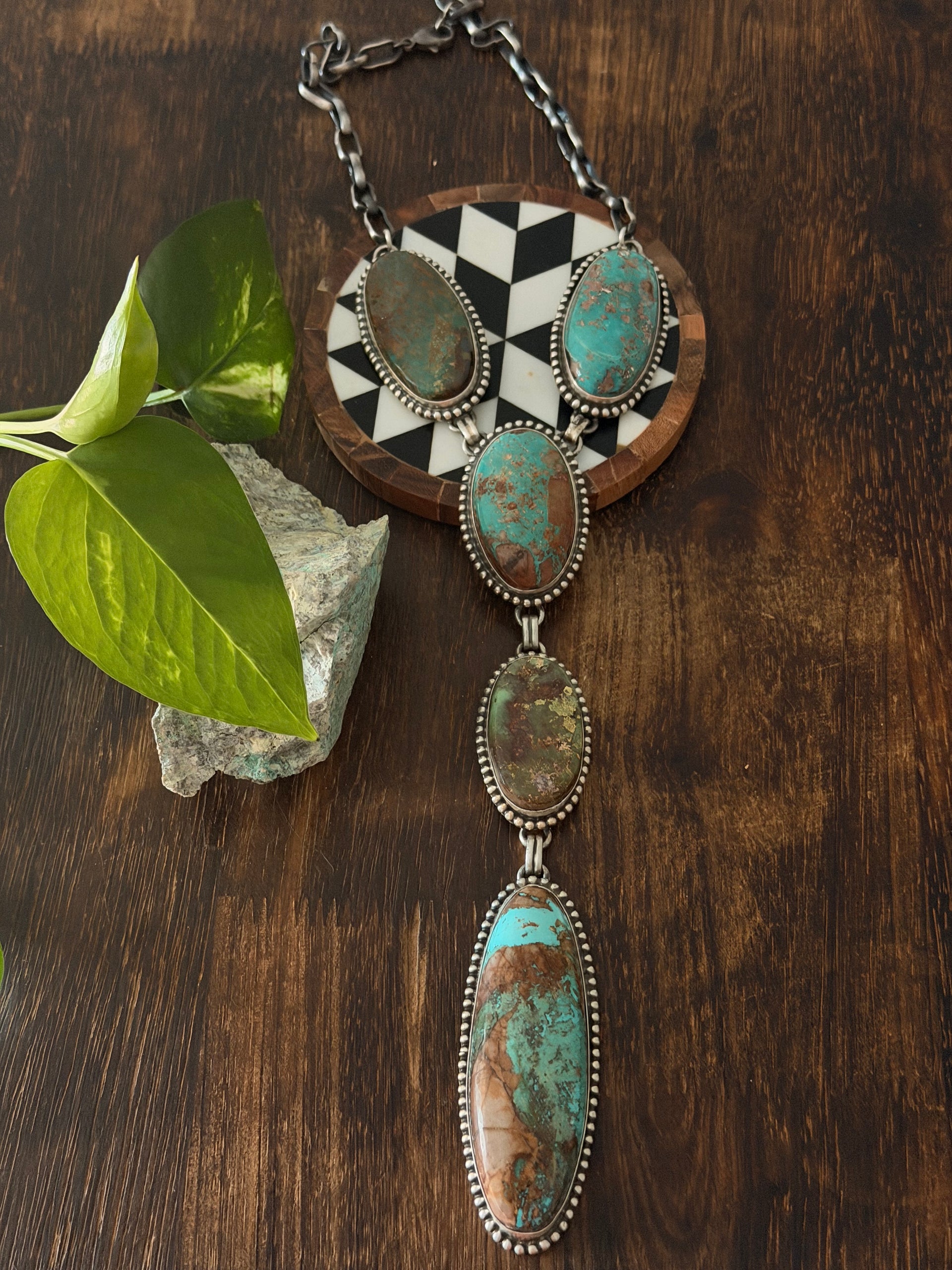 Darrin Livingston Royston Turquoise & Sterling Silver Lariat Choker Necklace