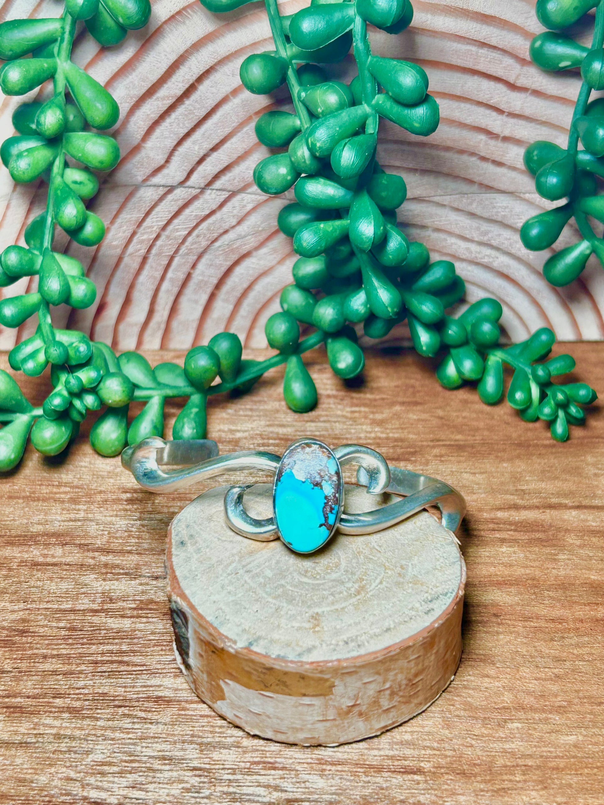 Navajo Made Golden Hill’s Turquoise & Sterling Silver Cuff Bracelet