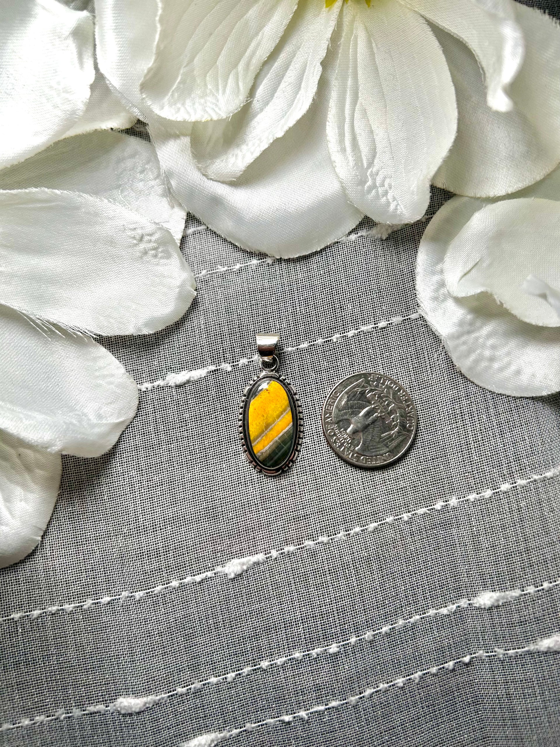 Navajo Made BB Agate & Sterling Silver Pendant