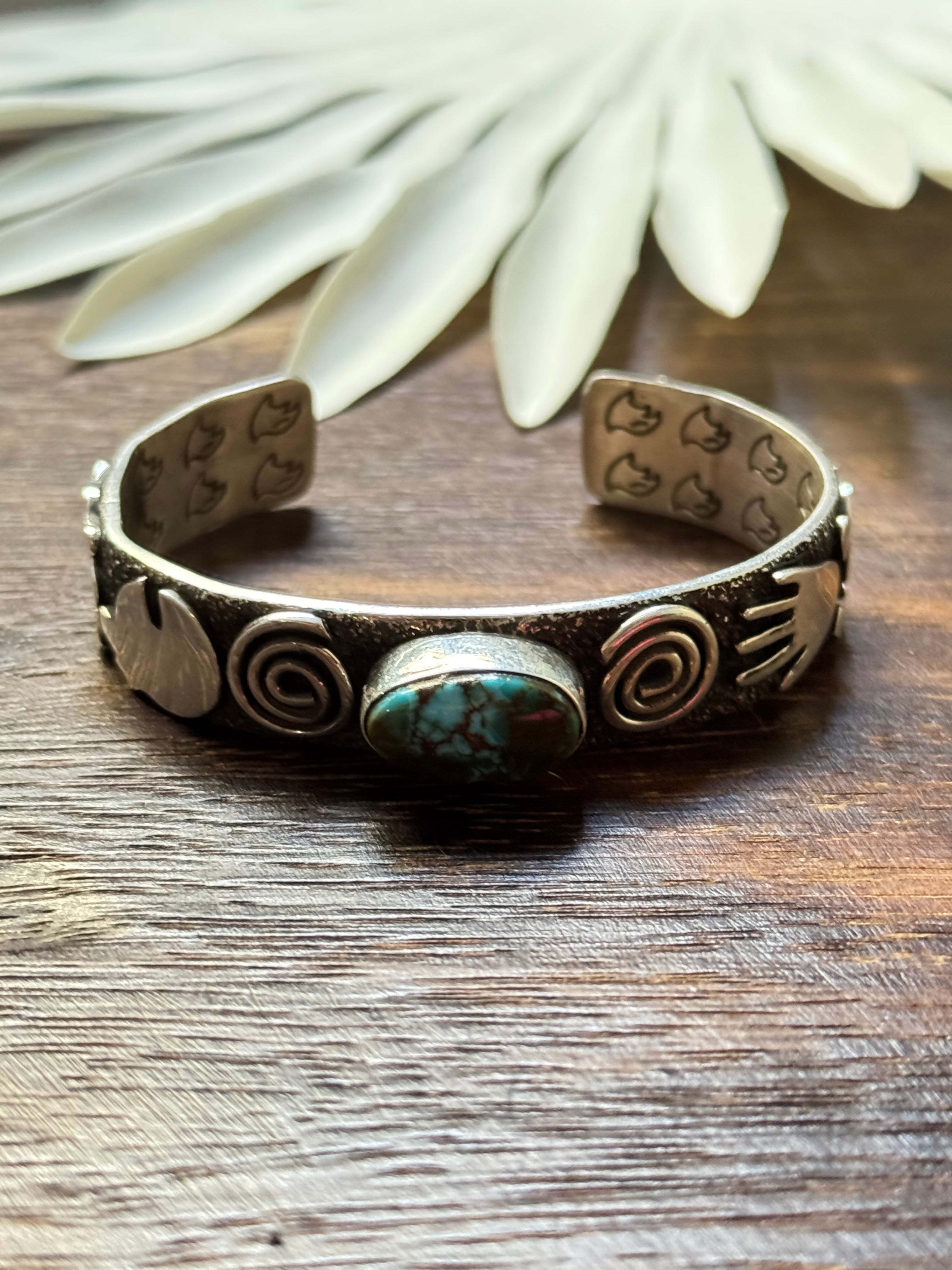 Alex Sanchez Birds Eye Kingman Turquoise & Sterling Silver Cuff Bracelet