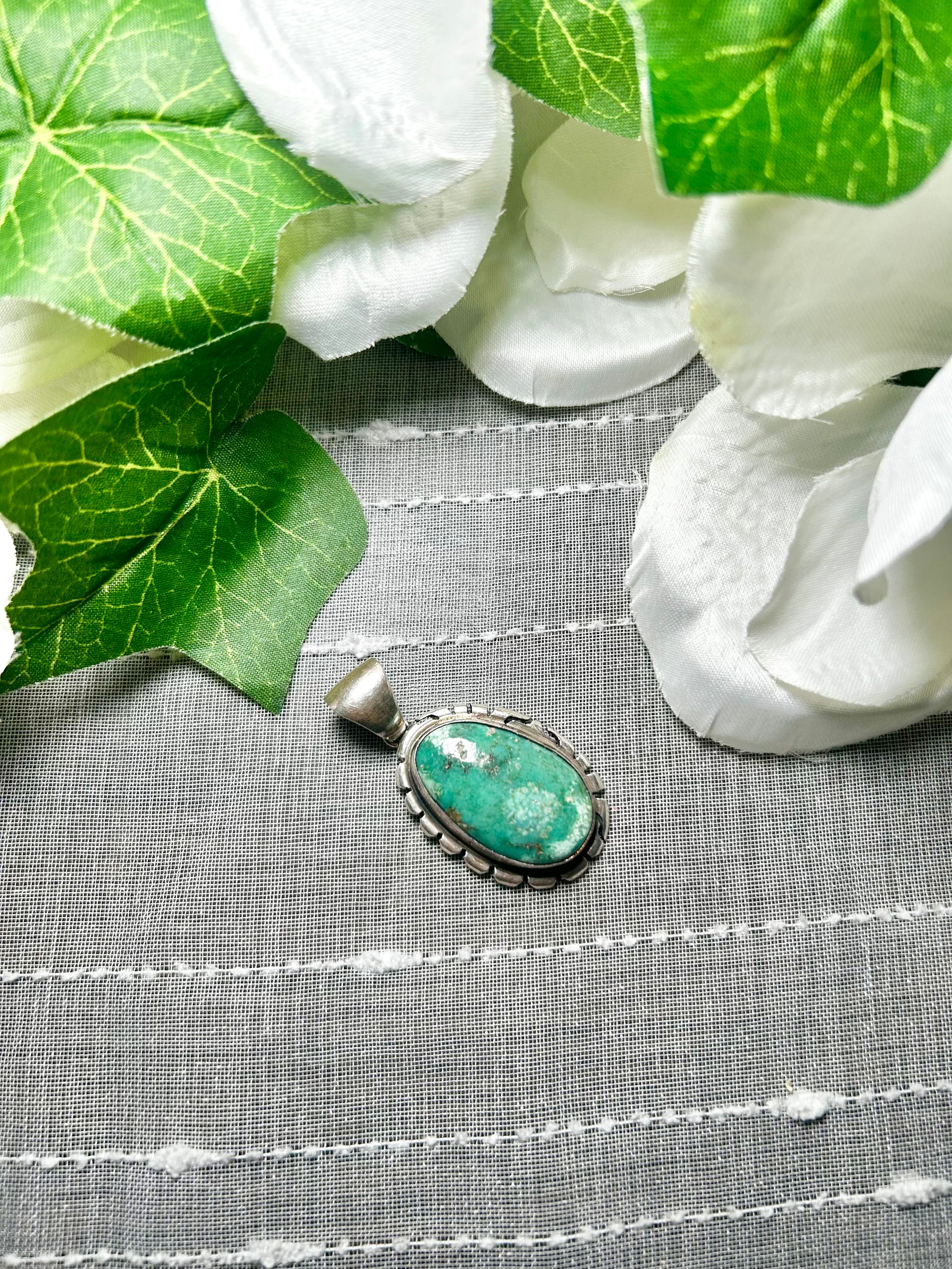 Peggy Skeets Kingman Turquoise & Sterling Silver Pendant