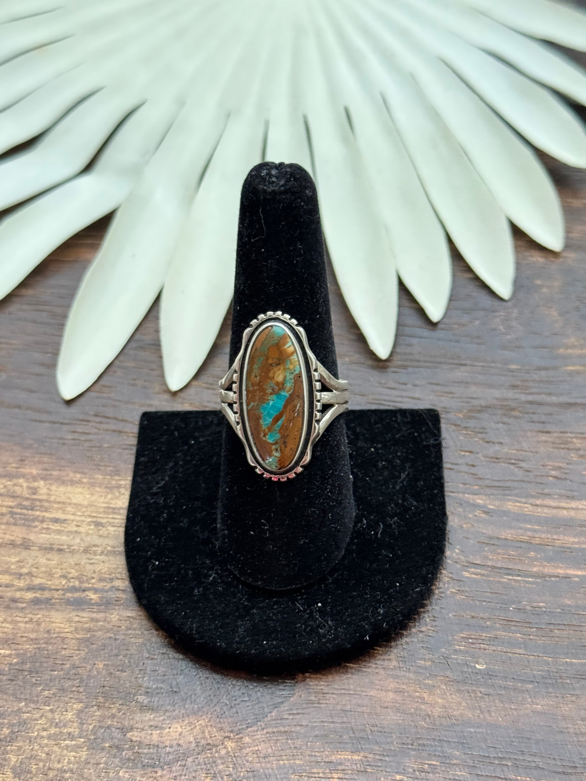 Navajo Made Royston Turquoise and Sterling Silver Ring Size 8.5