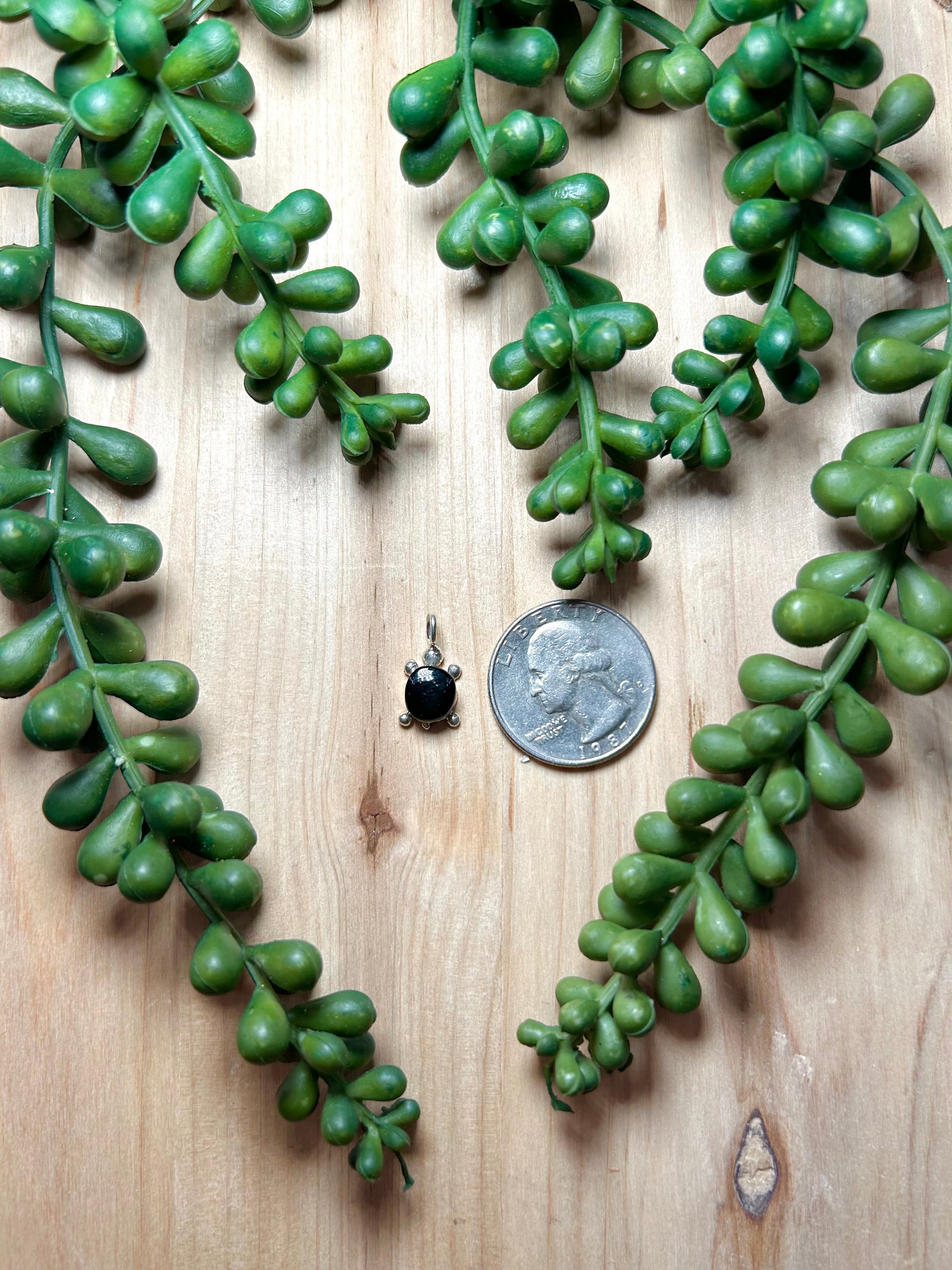 Zuni Made Onyx & Sterling Silver Pendant