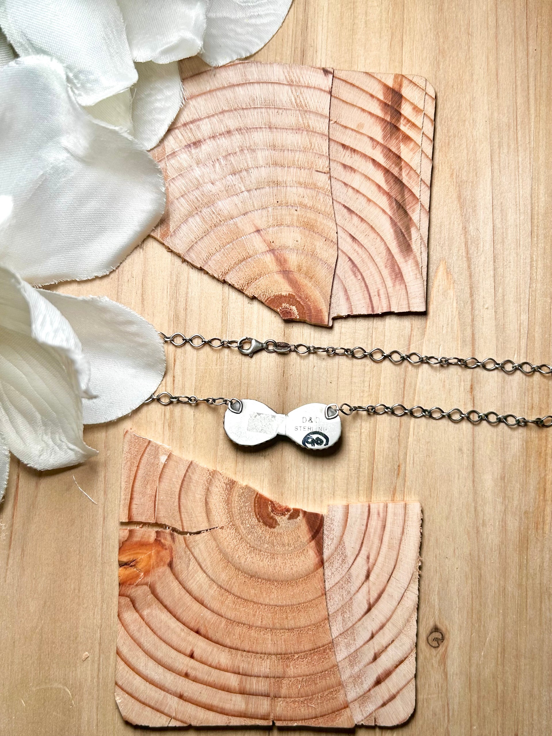 Navajo Made White Buffalo & Sterling Silver Necklace