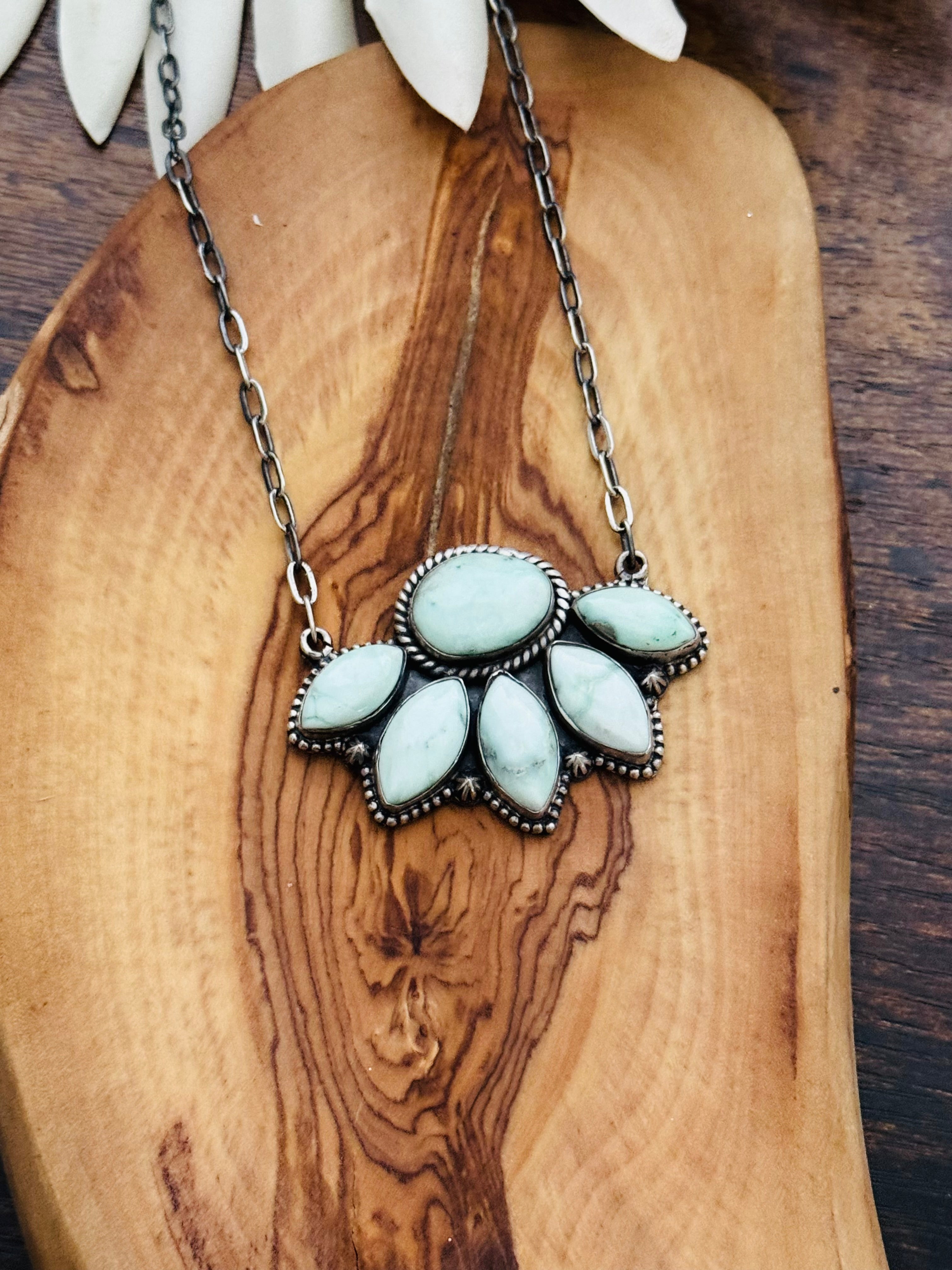 Southwest Handmade Paloma Variscite & Sterling Silver Necklace