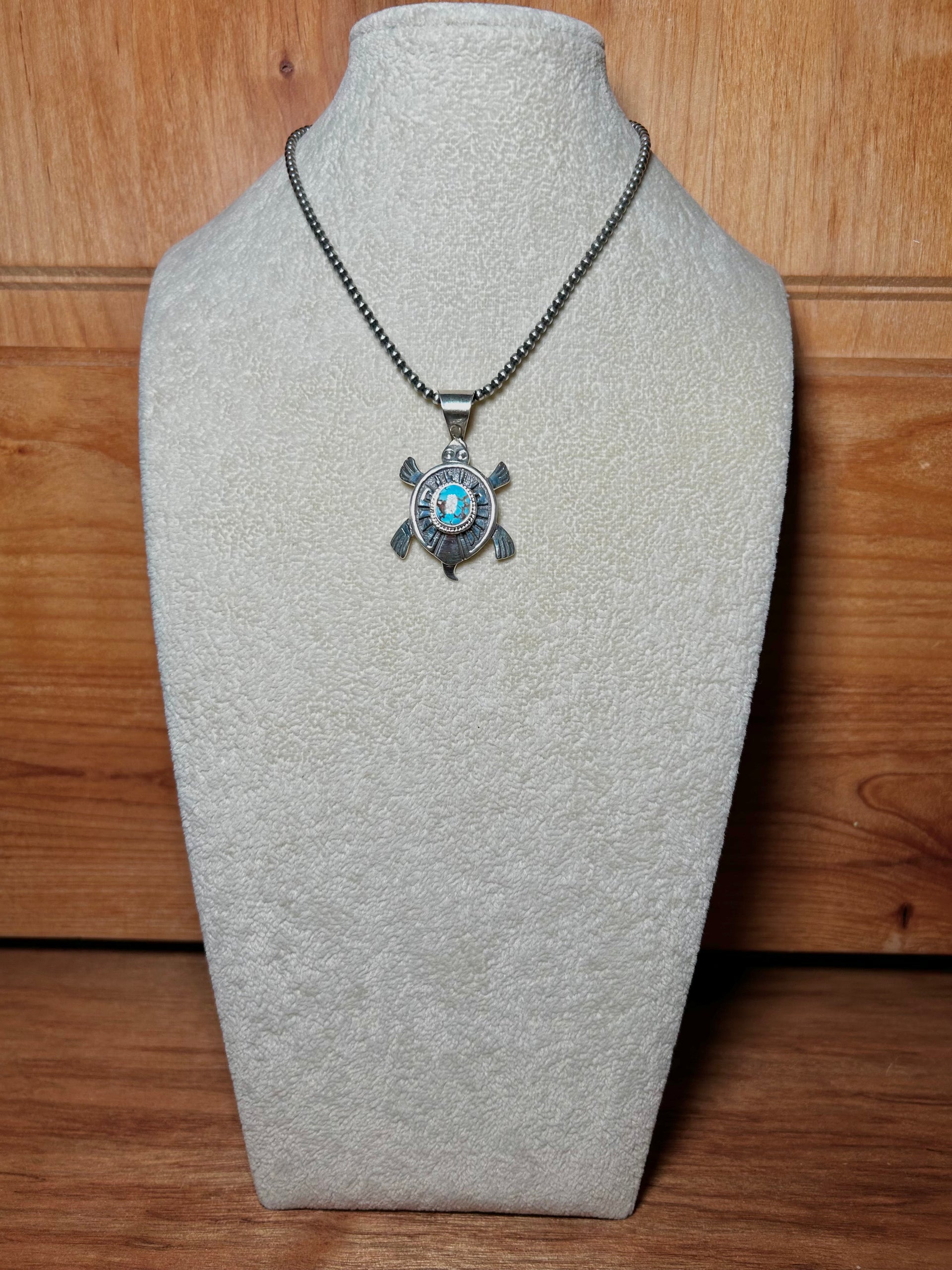 Navajo Made Golden Hill Turquoise & Sterling Silver Pendant