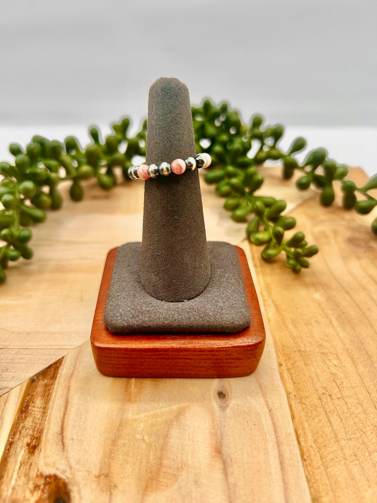 Navajo Made Rhodochrosite & Sterling Silver Strung Ring