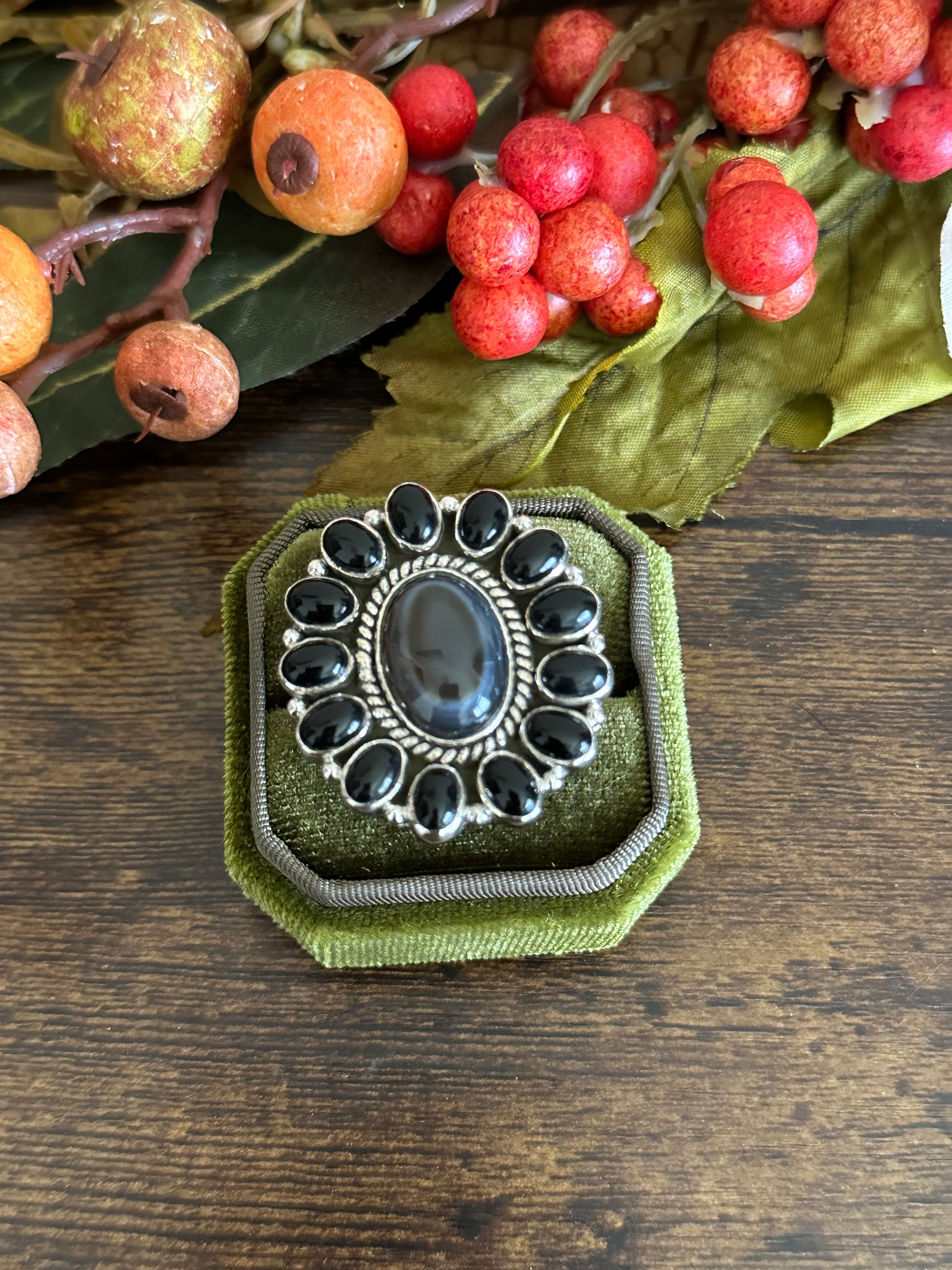 Southwest Handmade Multi Stone & Sterling Silver Adjustable Ring