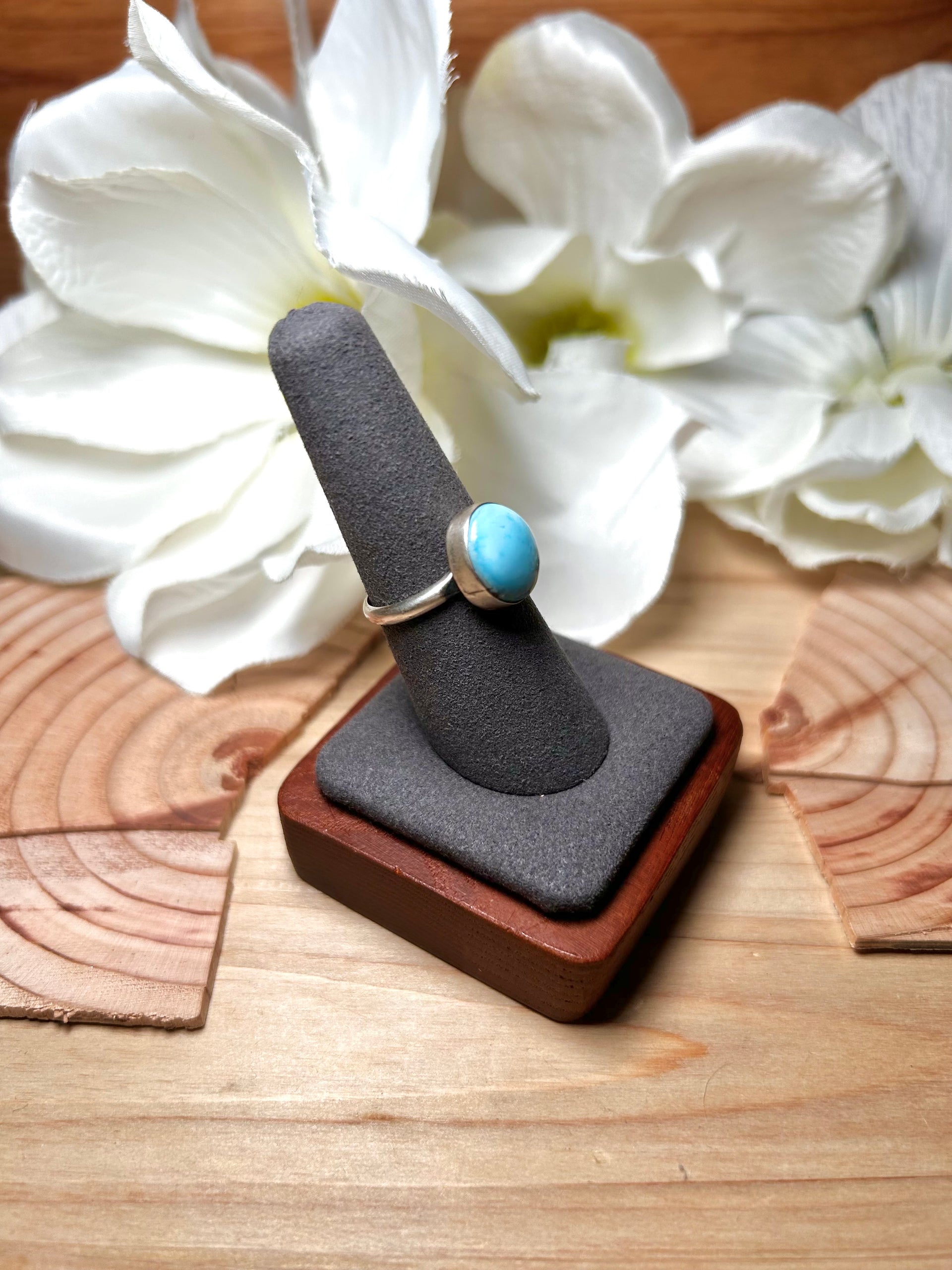 Navajo Made Golden Hill Turquoise & Sterling Silver Ring Size 7.5