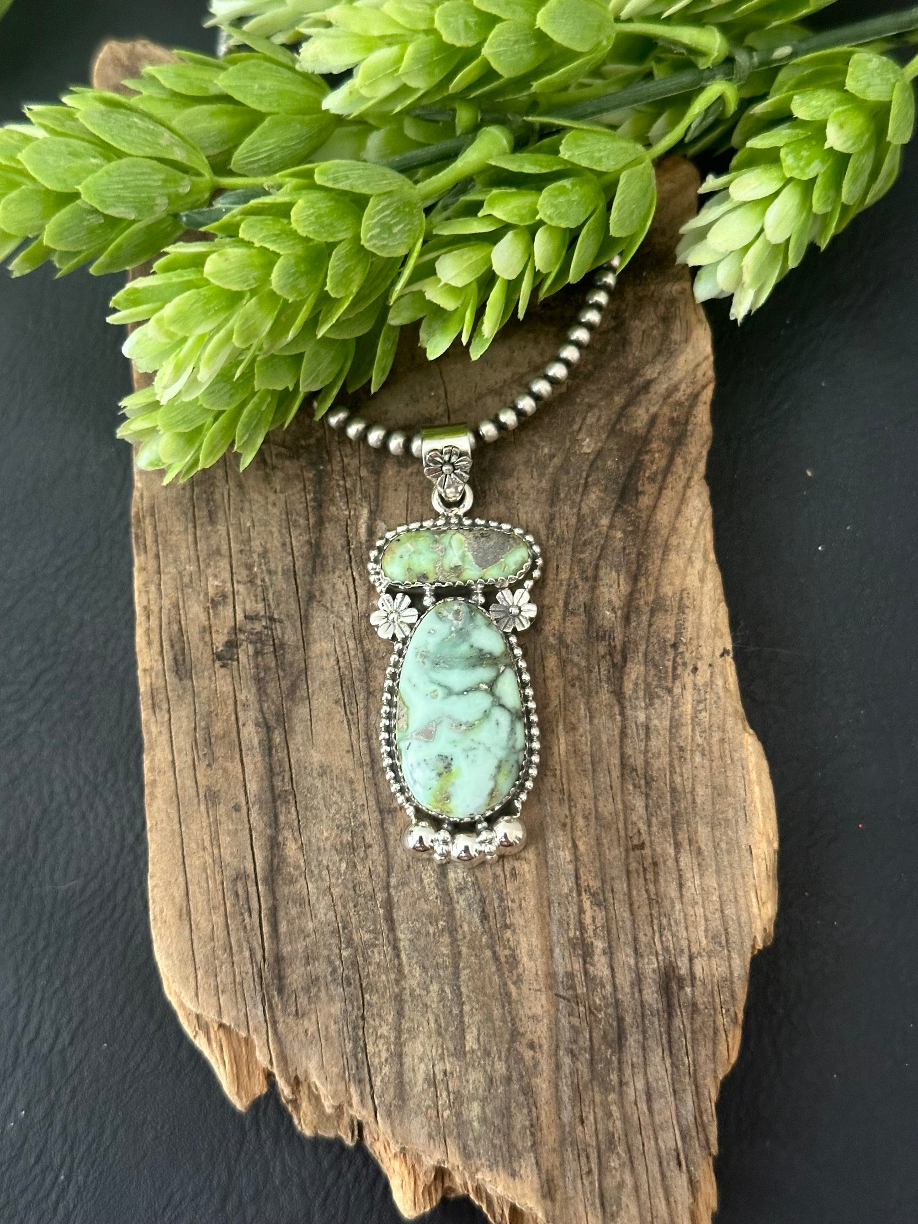 Southwest Palomino Variscite & Sterling Silver Pendant