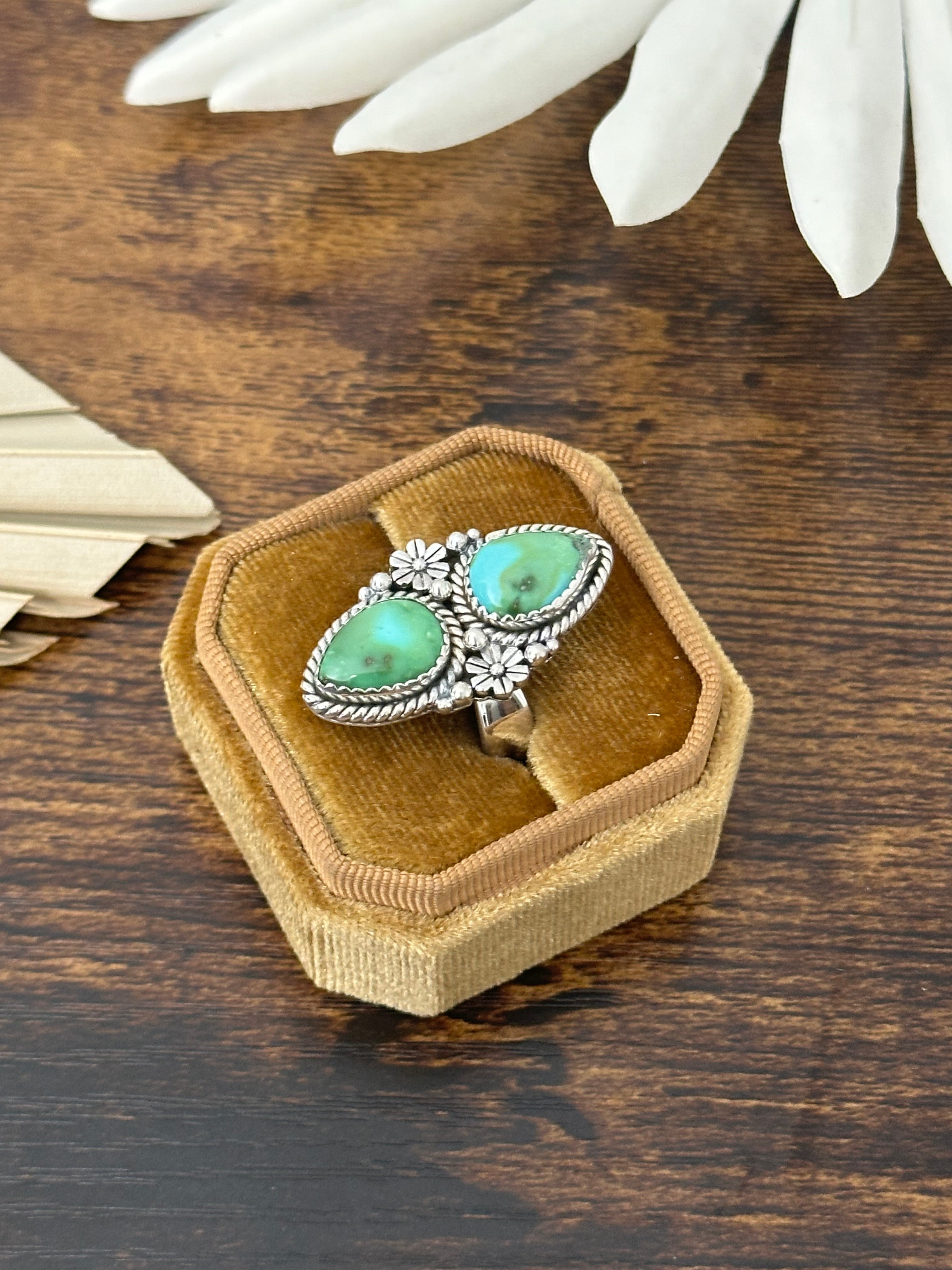 Southwest Handmade Sonoran Mountain Turquoise & Sterling Silver Adjustable Ring