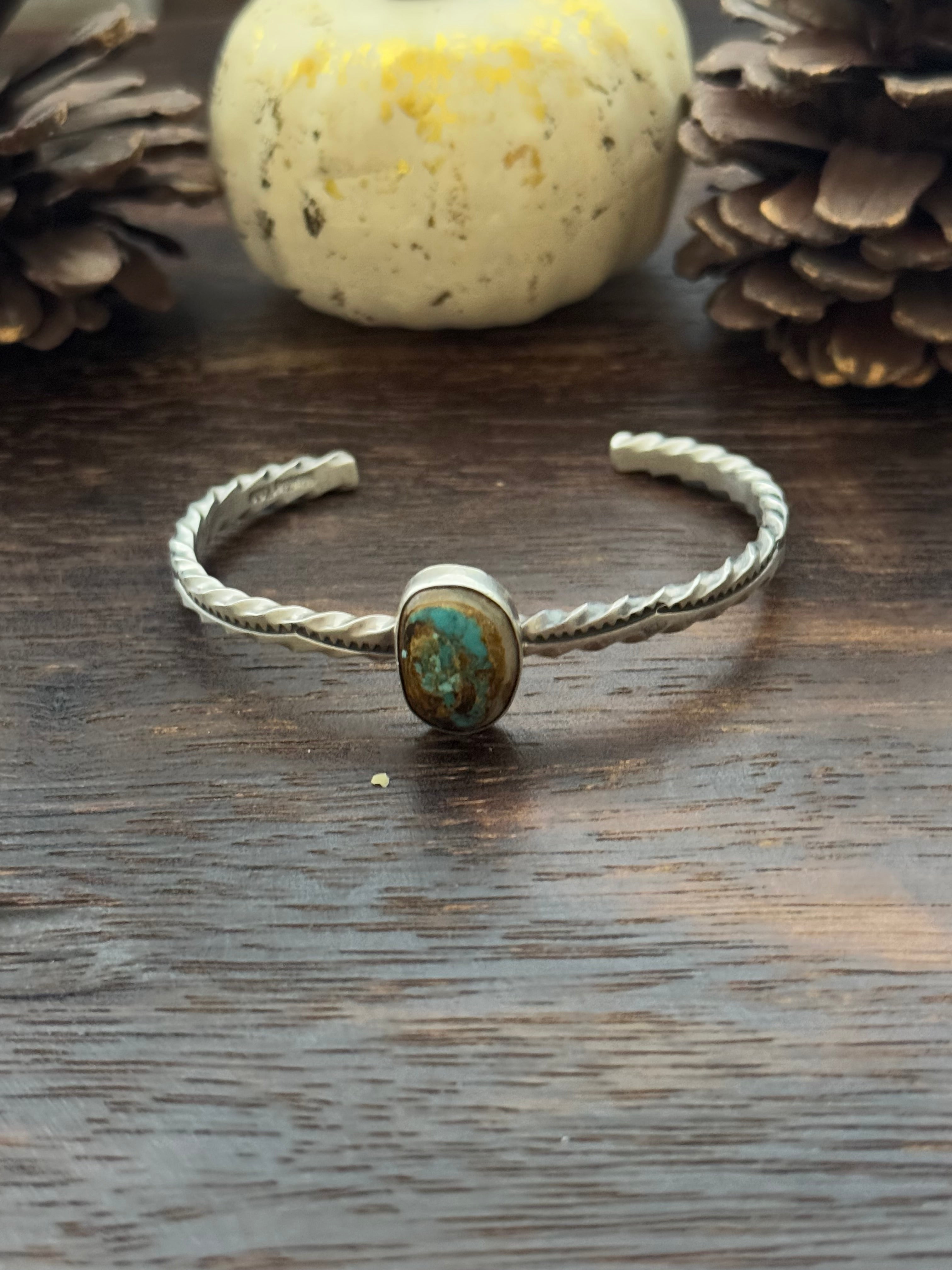 Navajo Made Royston Turquoise & Sterling Silver Cuff Bracelet