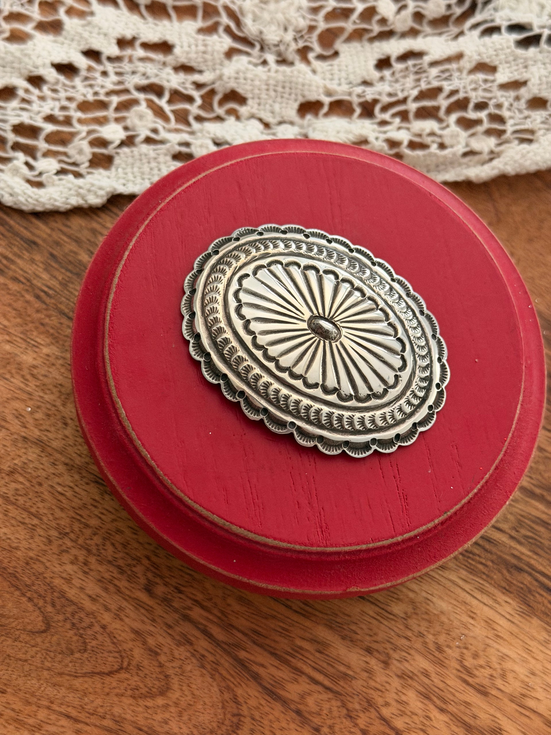 Navajo Made Sterling Silver Concho  Pin