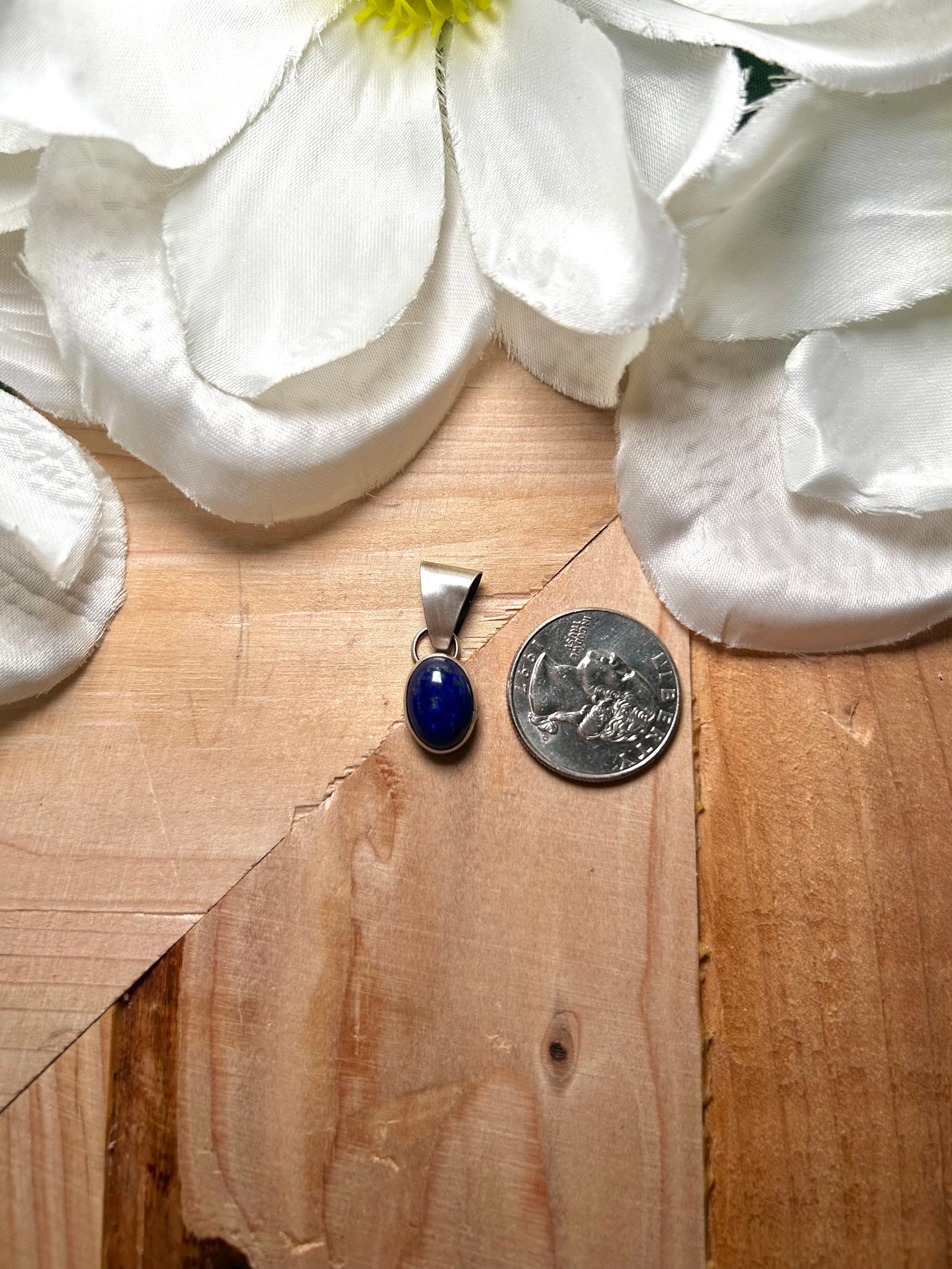 Navajo Made Lapis & Sterling Silver Pendant