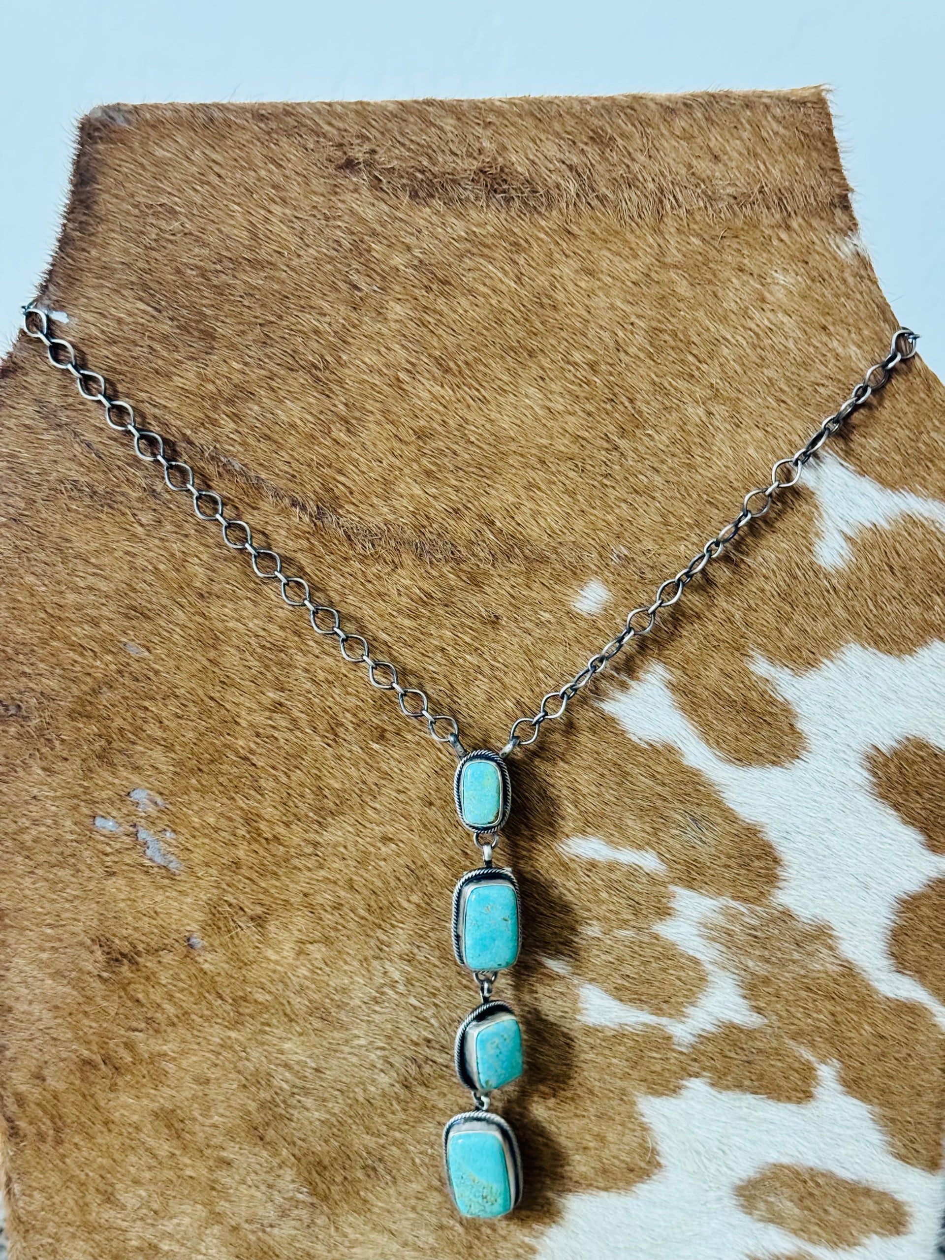 Jameson Garcia #8 Turquoise & Sterling Silver Lariat Necklace