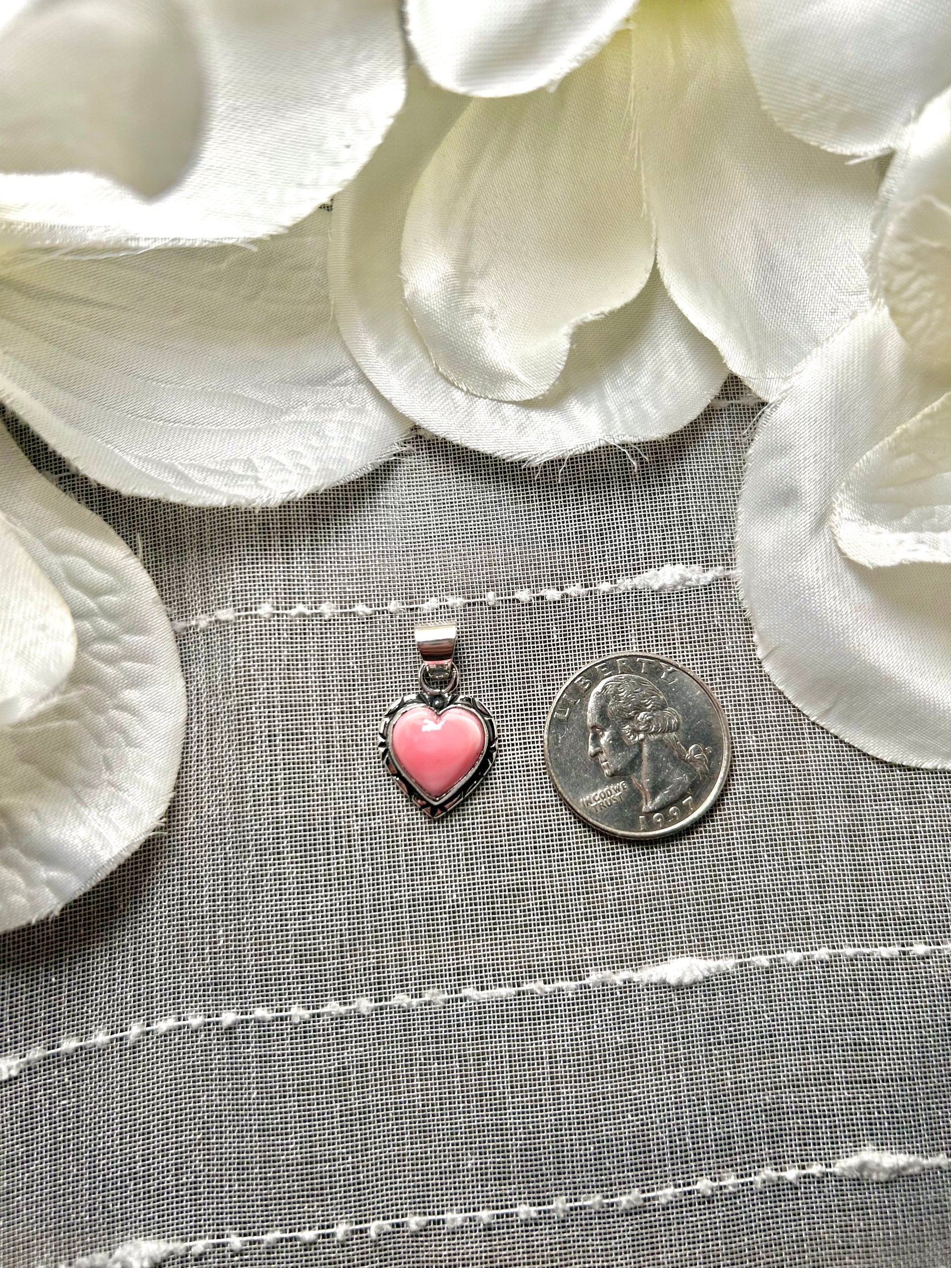 Navajo Made Pink Conch & Sterling Silver Pendant