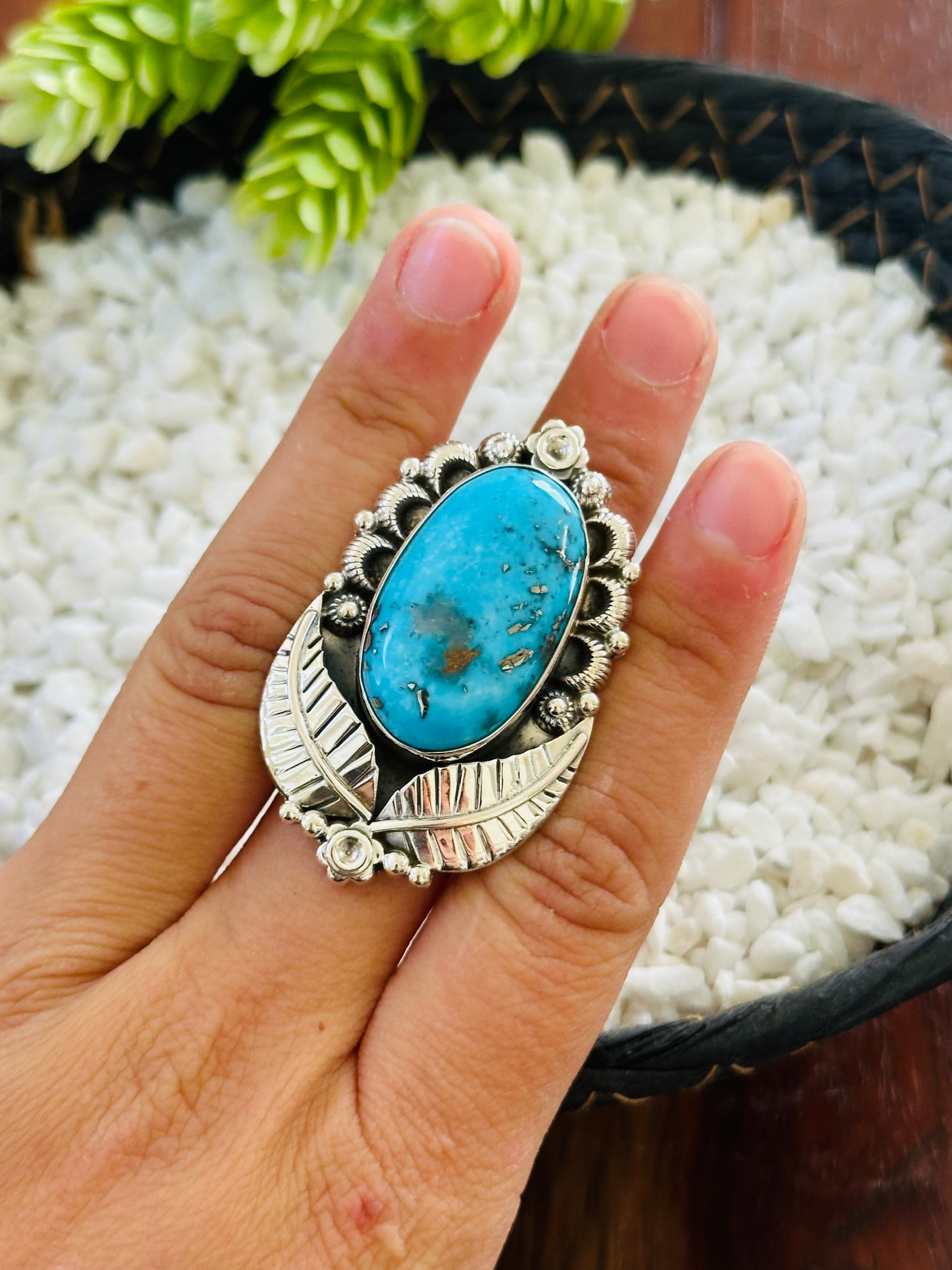 TTD “Retro” Kingman Turquoise & Sterling Silver Adjustable Ring