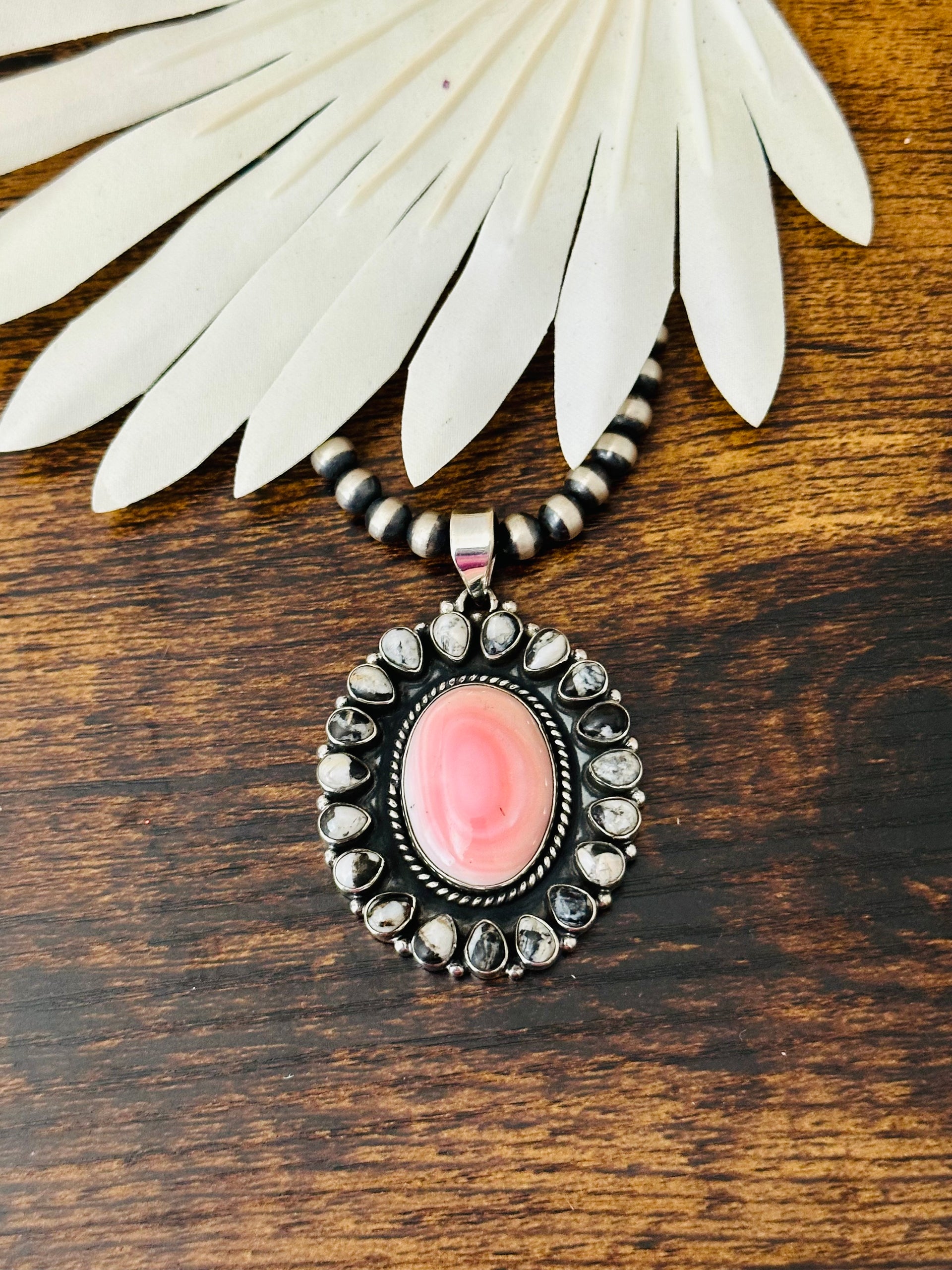 Southwest Handmade Multi Stone & Sterling Silver Cluster Pendant