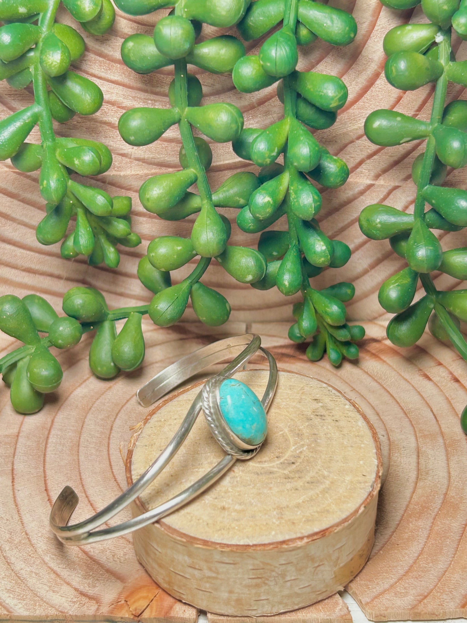 Navajo Made Kingman Turquoise & Sterling Silver Cuff Bracelet