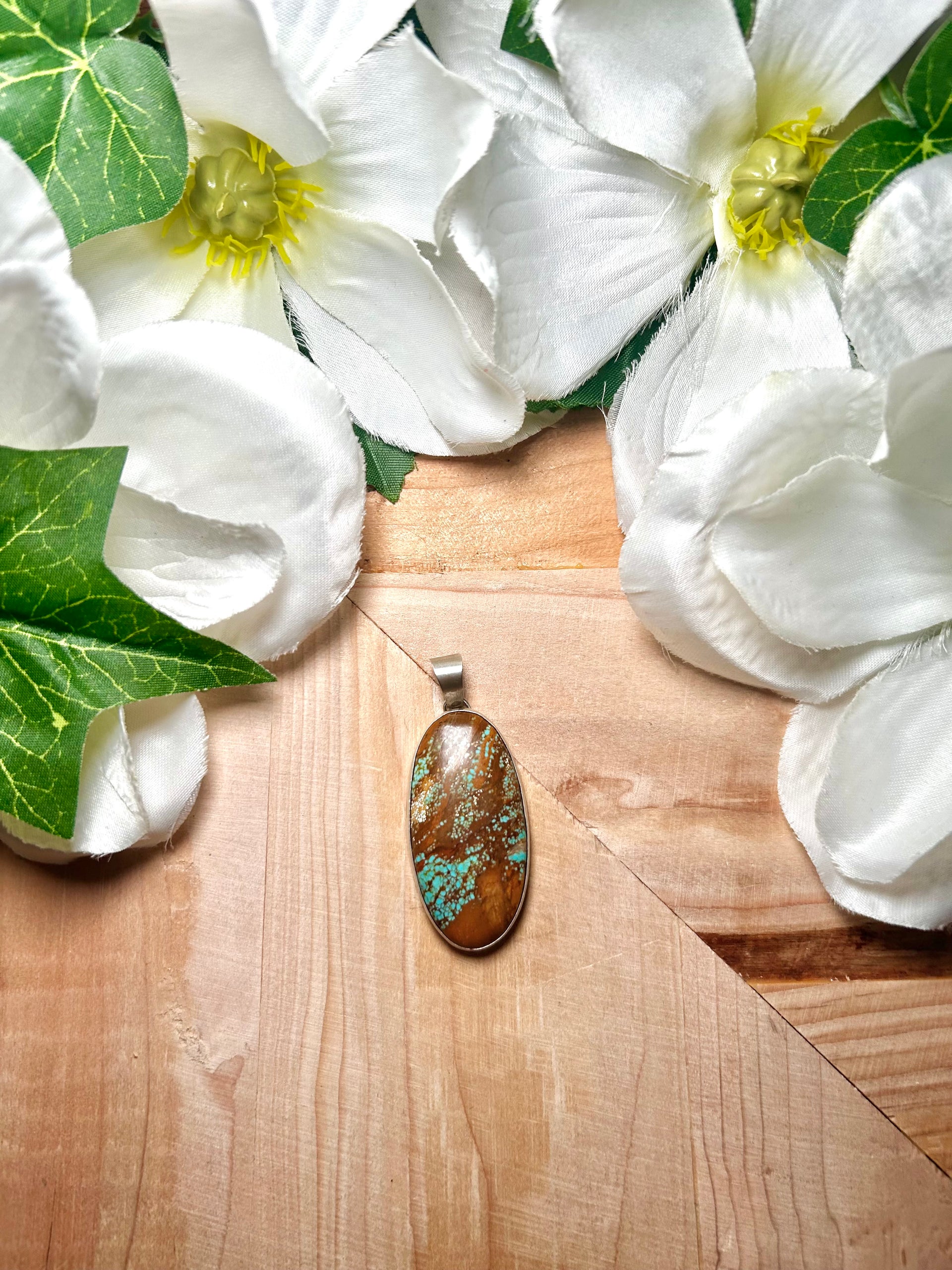 Navajo Made #8 Turquoise & Sterling Silver Pendant