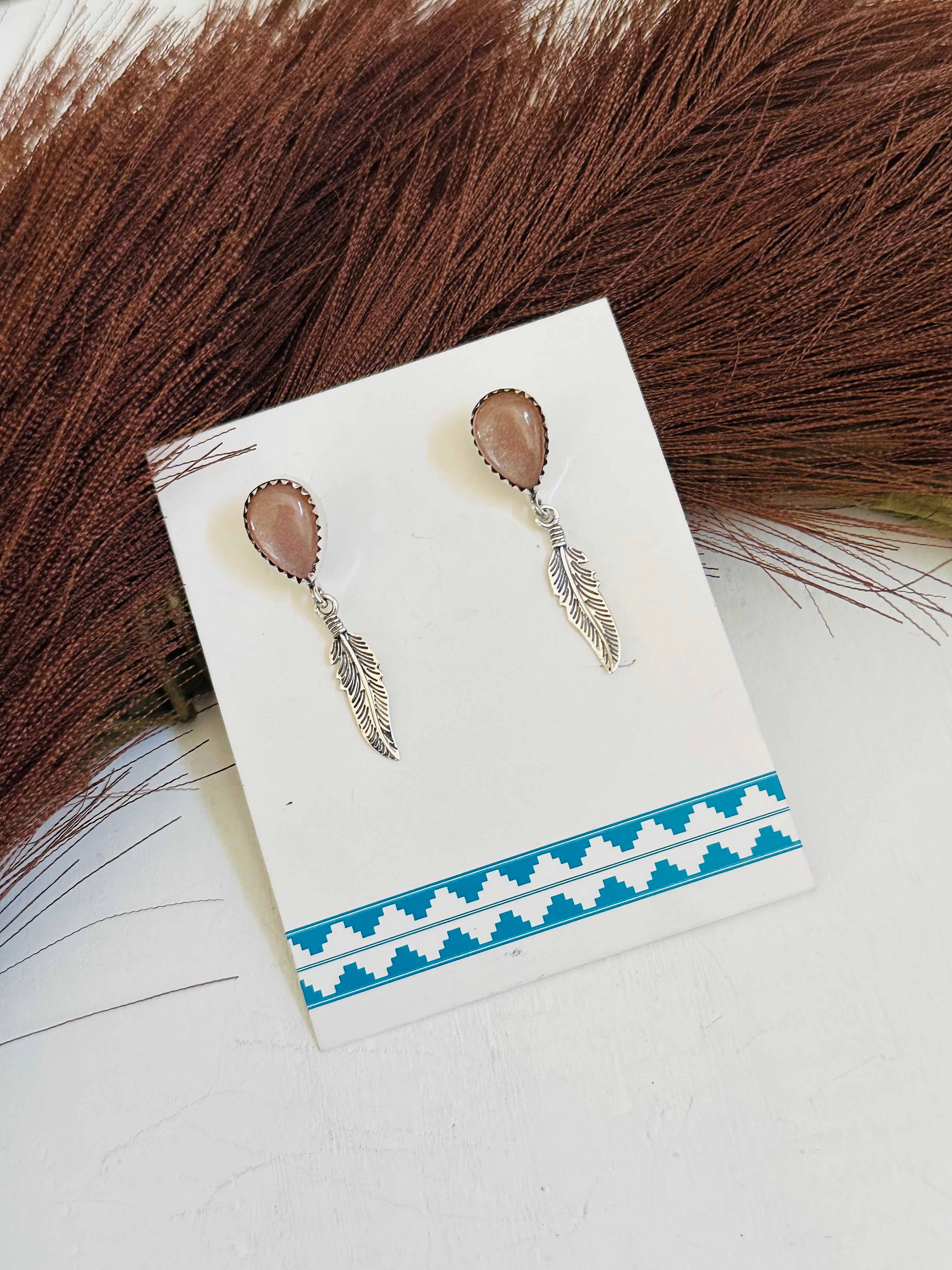 TTD “Heather” Chocolate Moonstone & Sterling Silver Post Dangle Earrings