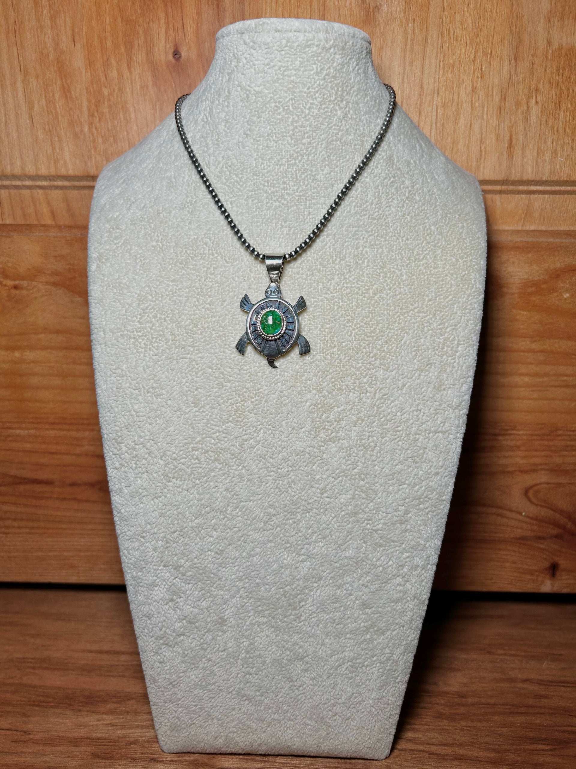 Navajo Made Sonoran Gold Turquoise & Sterling Silver Pendant