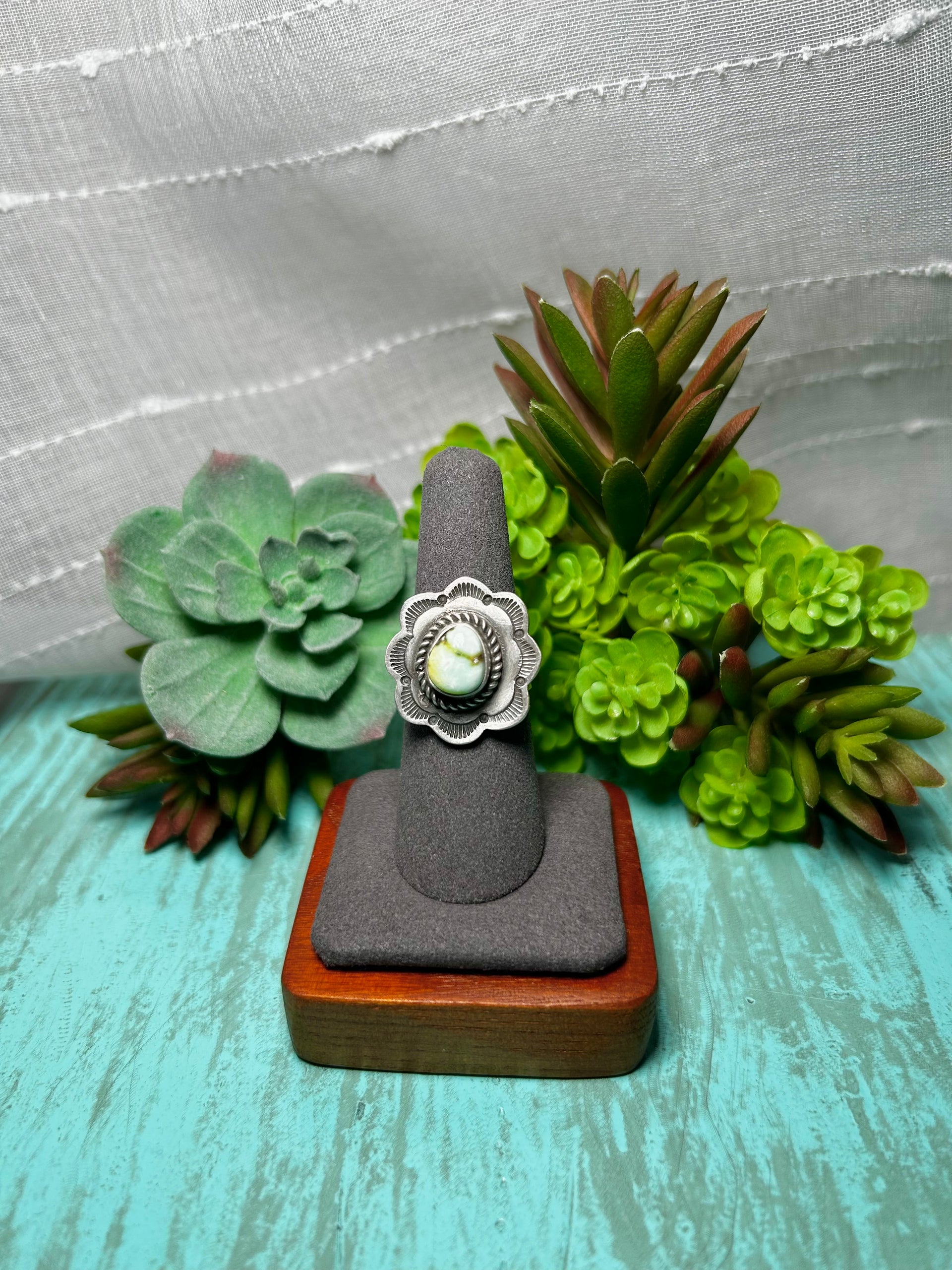 Tillie John Palomino Variscite & Sterling Sliver  Ring Size 7.25