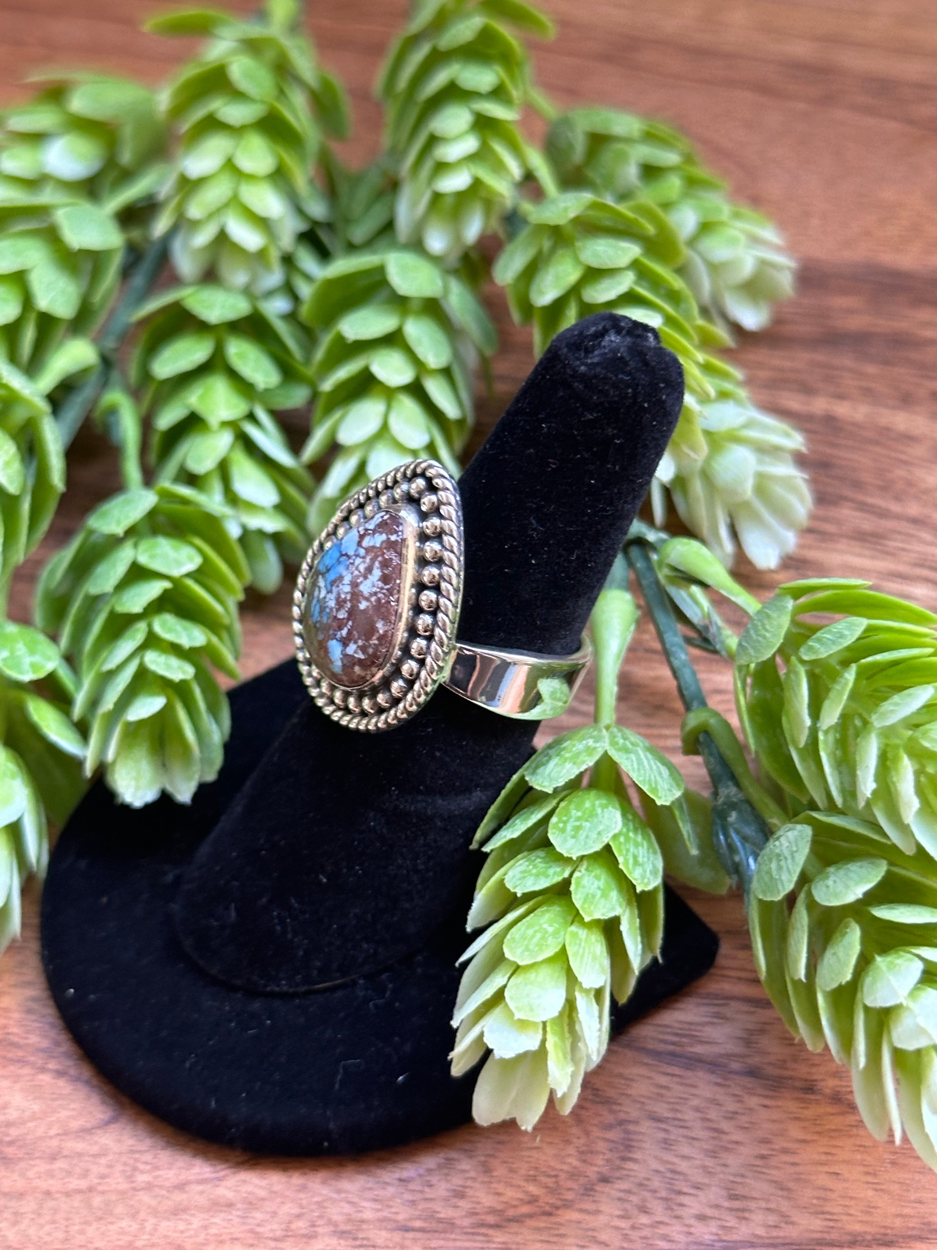 Southwest Handmade Golden Hills Turquoise & Sterling Silver Adjustable Ring