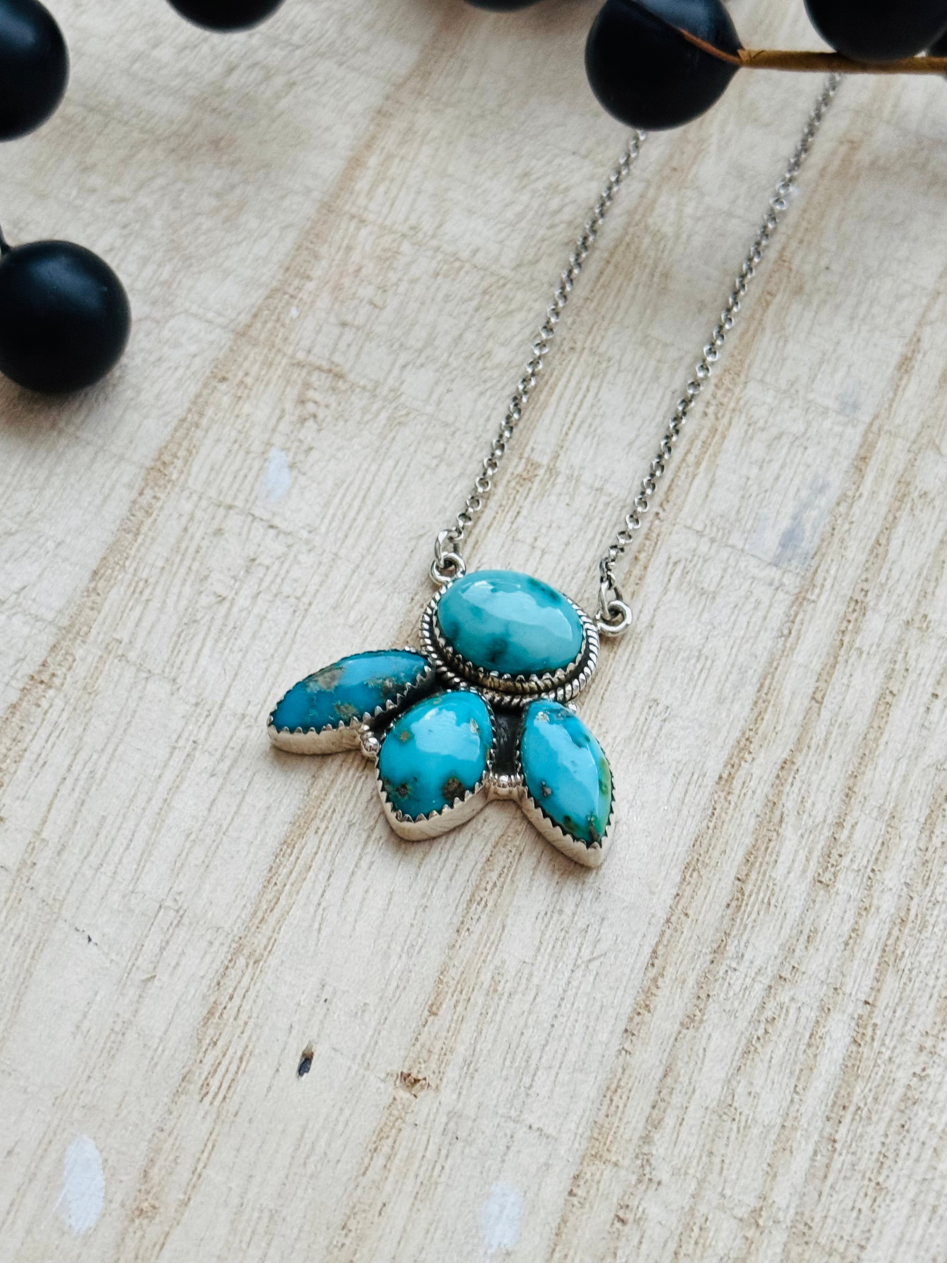 Southwest Handmade Kingman Turquoise & Sterling Silver Necklace