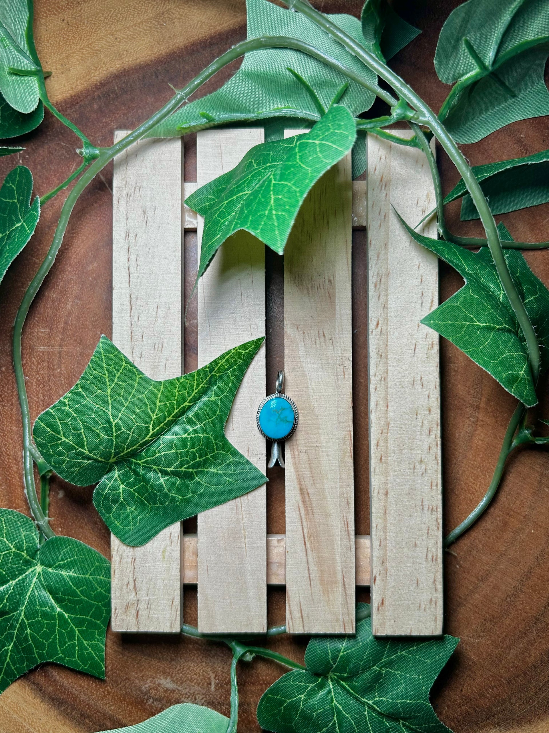 Navajo Made Kingman Turquoise & Sterling Silver Pendant