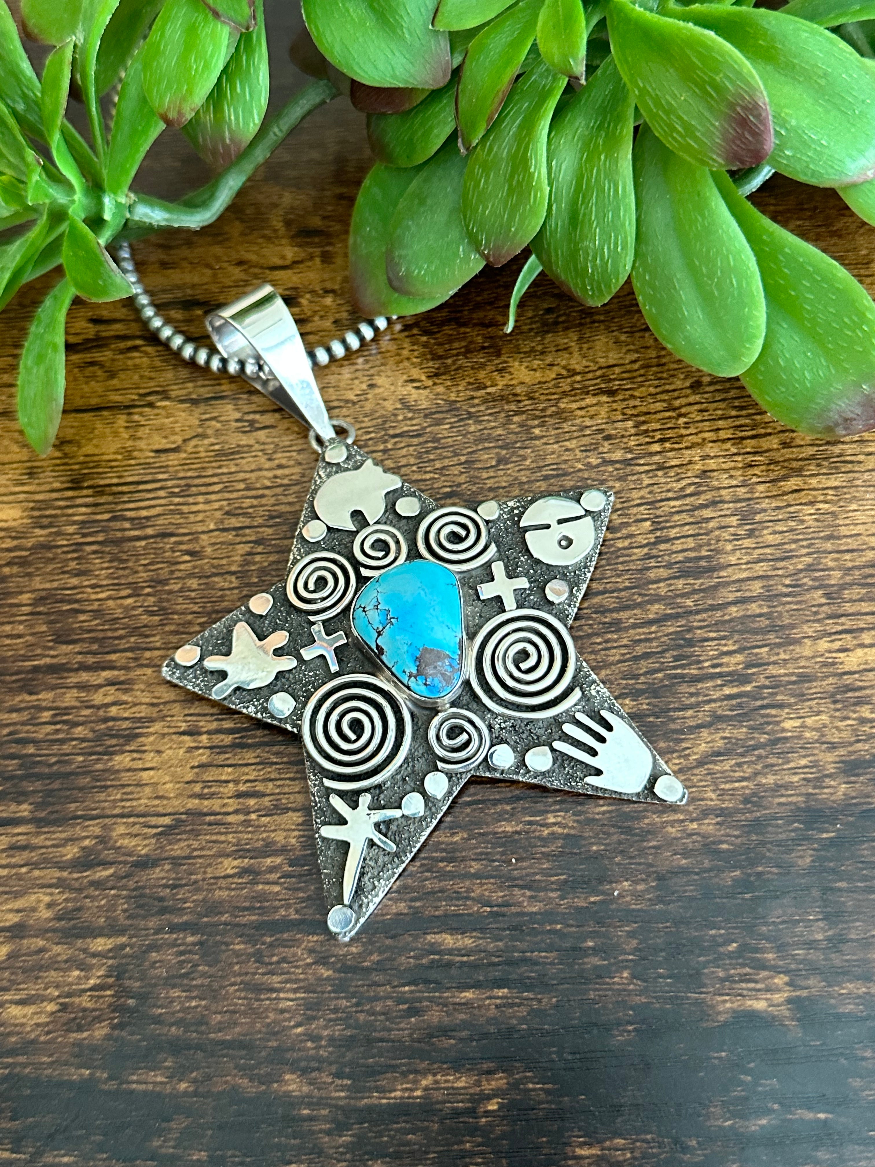 Alex Sanchez Golden Hills Turquoise & Sterling Silver Star Pendant