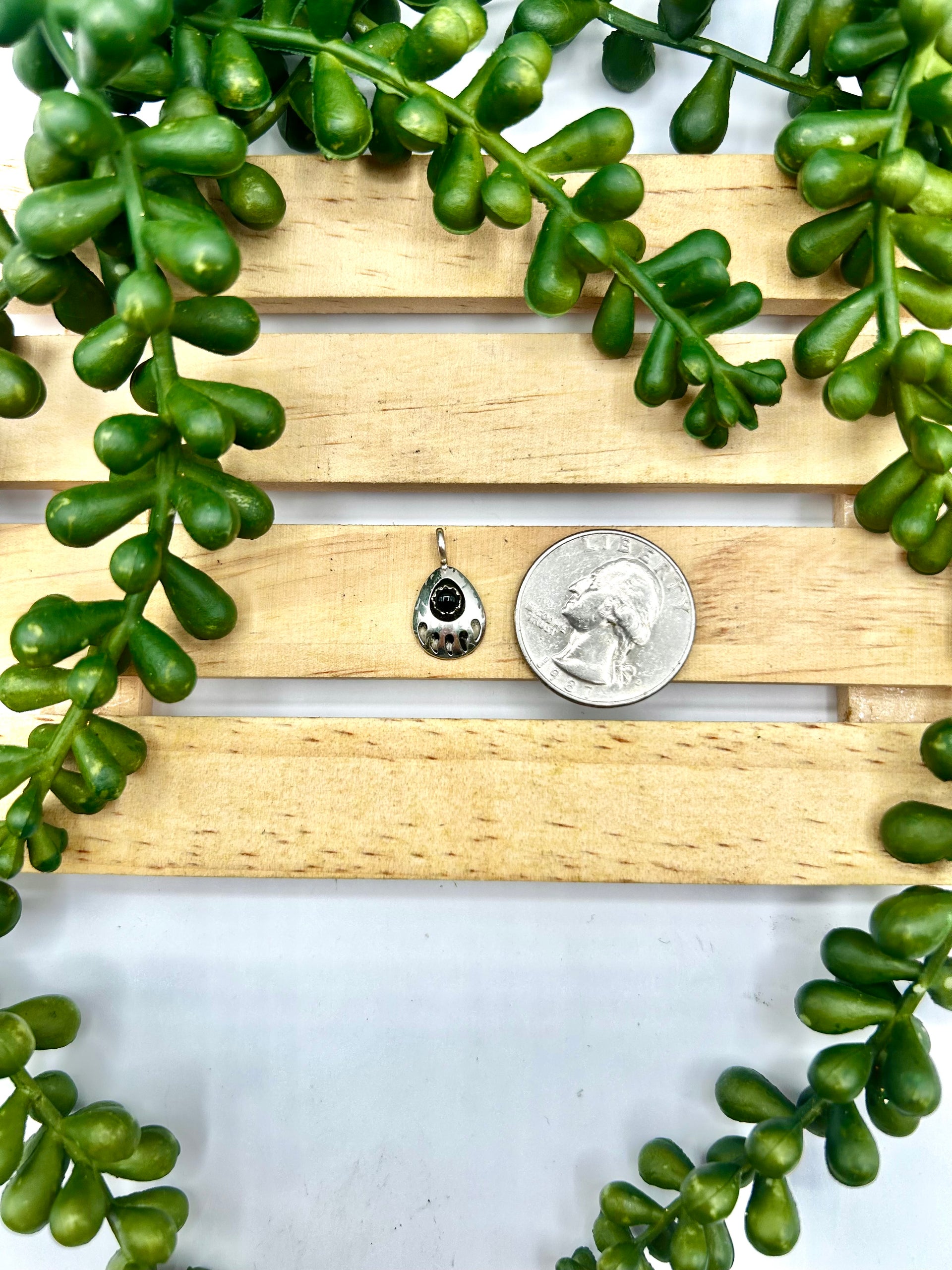 Navajo Made Onyx & Sterling Silver Pendant