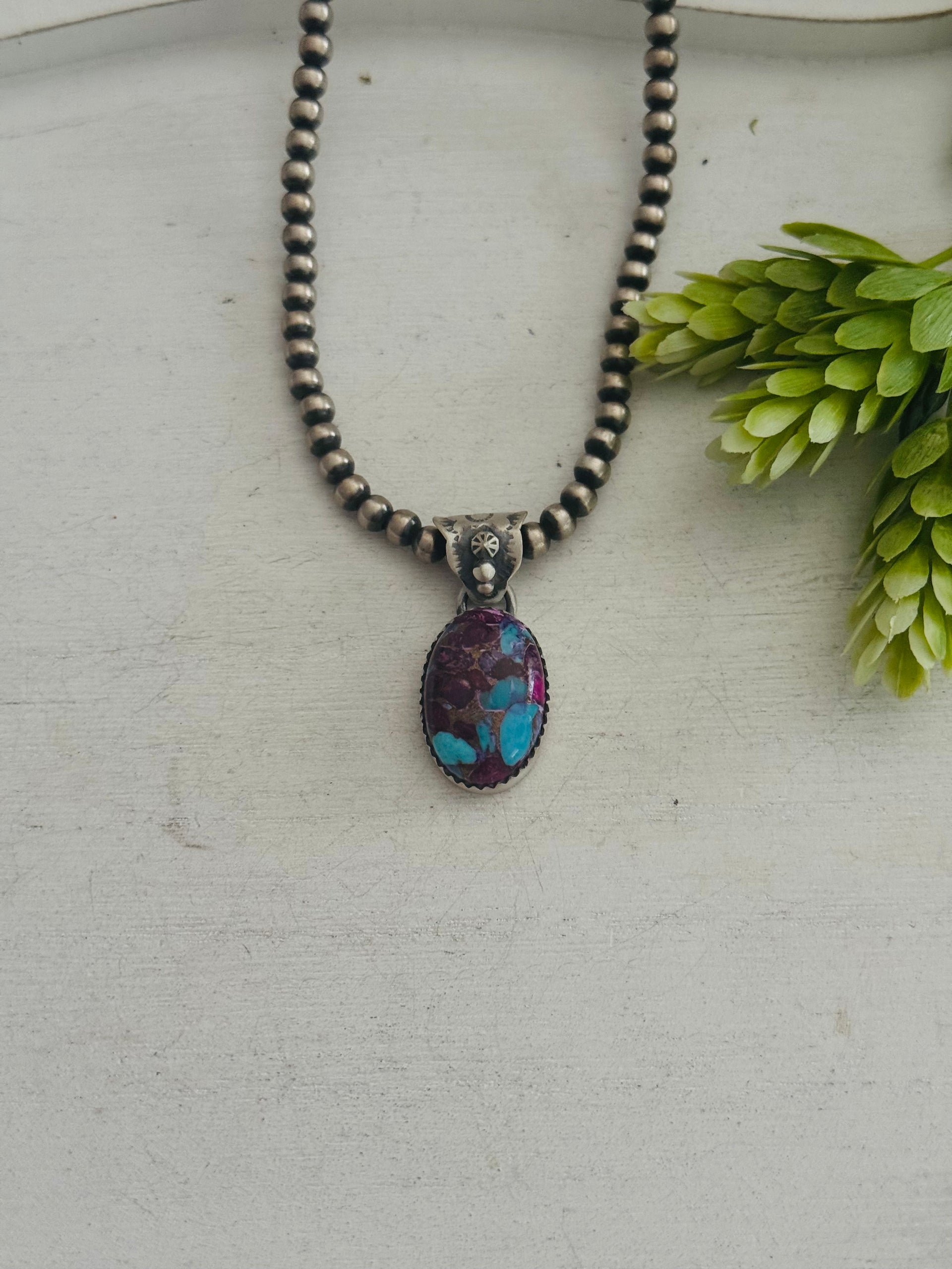 Southwest Made Mohave Turquoise & Sterling Silver Pendant