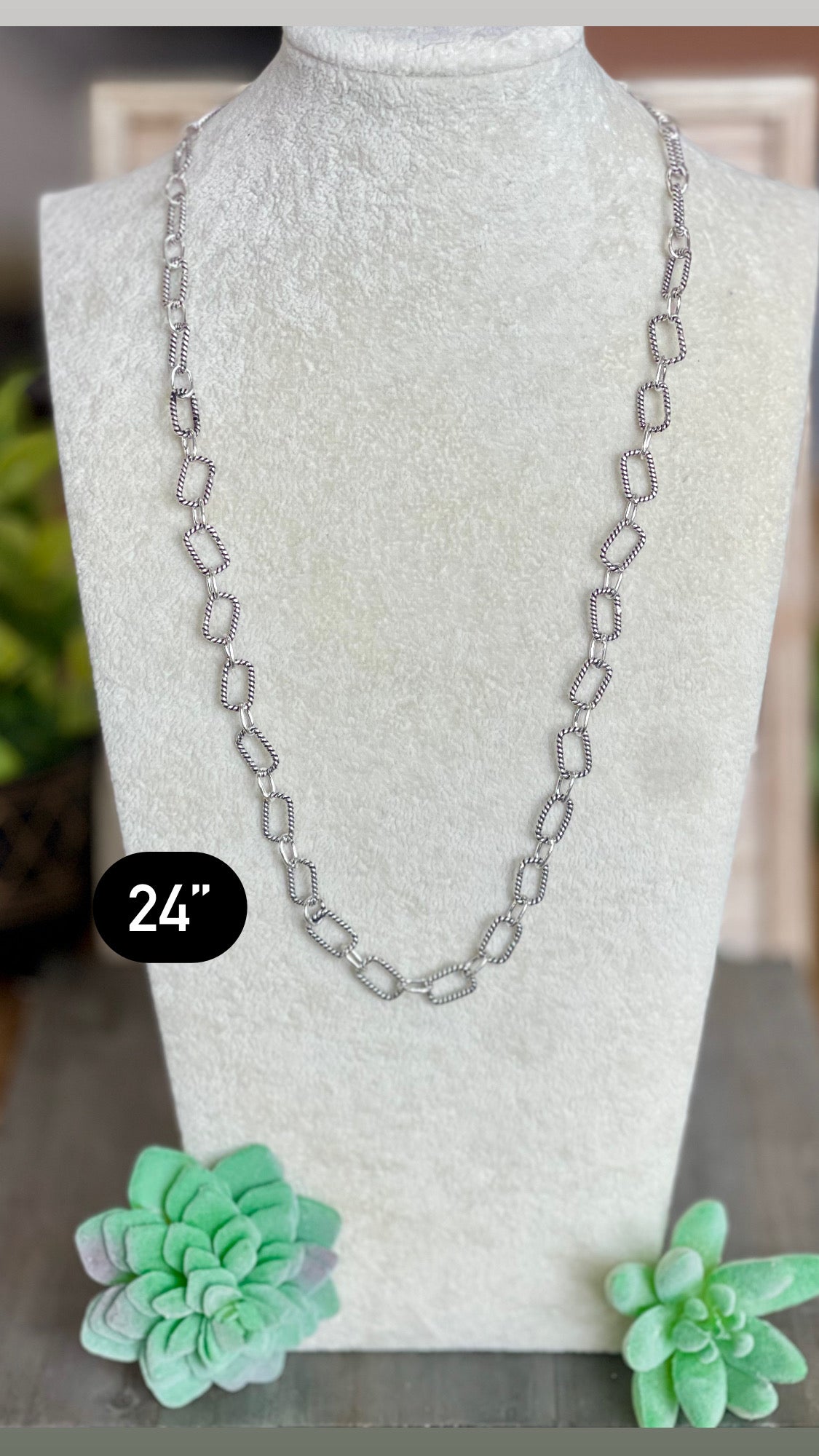 Southwest Handmade Sterling Silver 24 Inch Chain Necklace