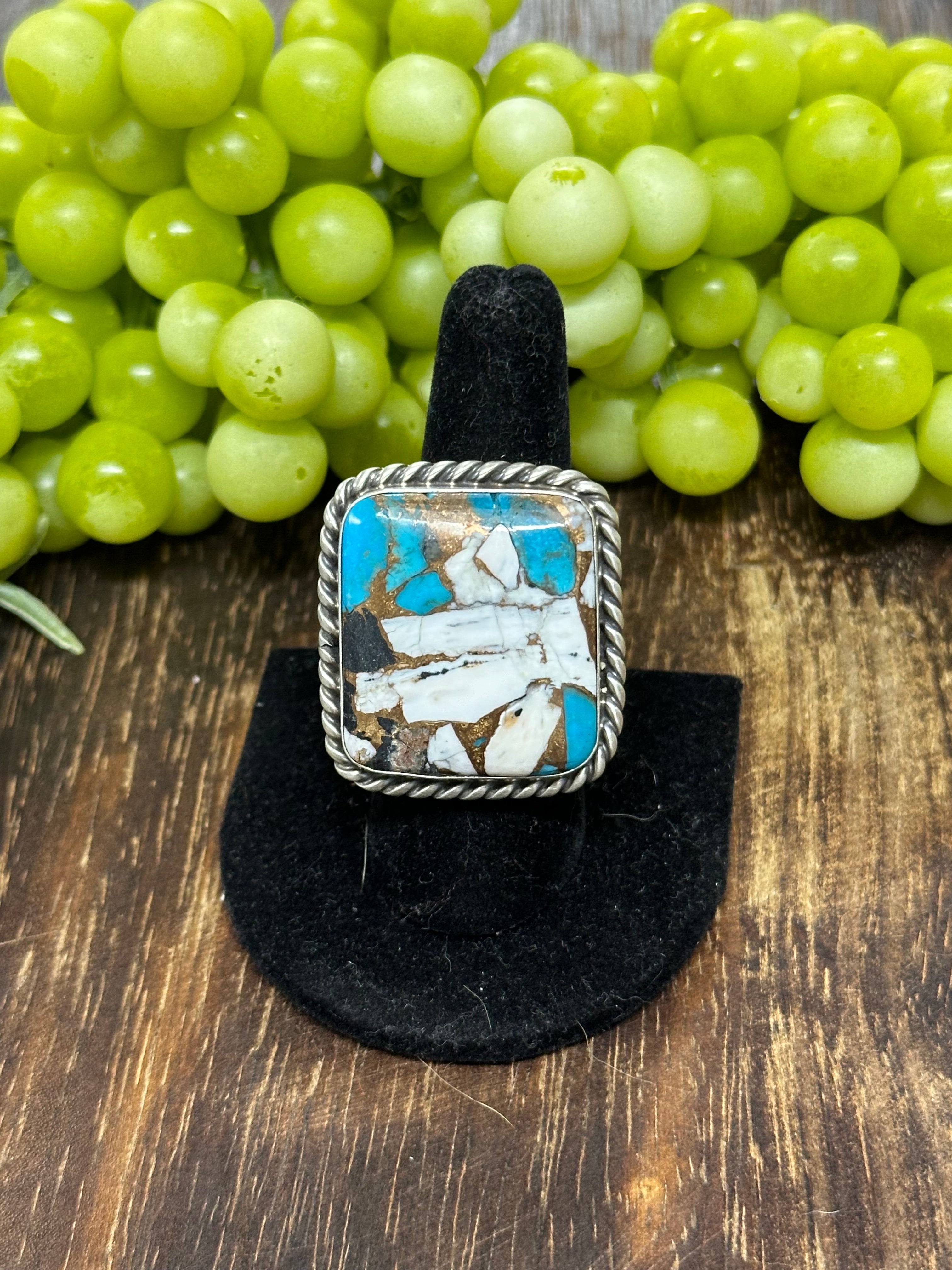 Augustine Largo Mohave Turquoise & Sterling Silver Adjustable Ring