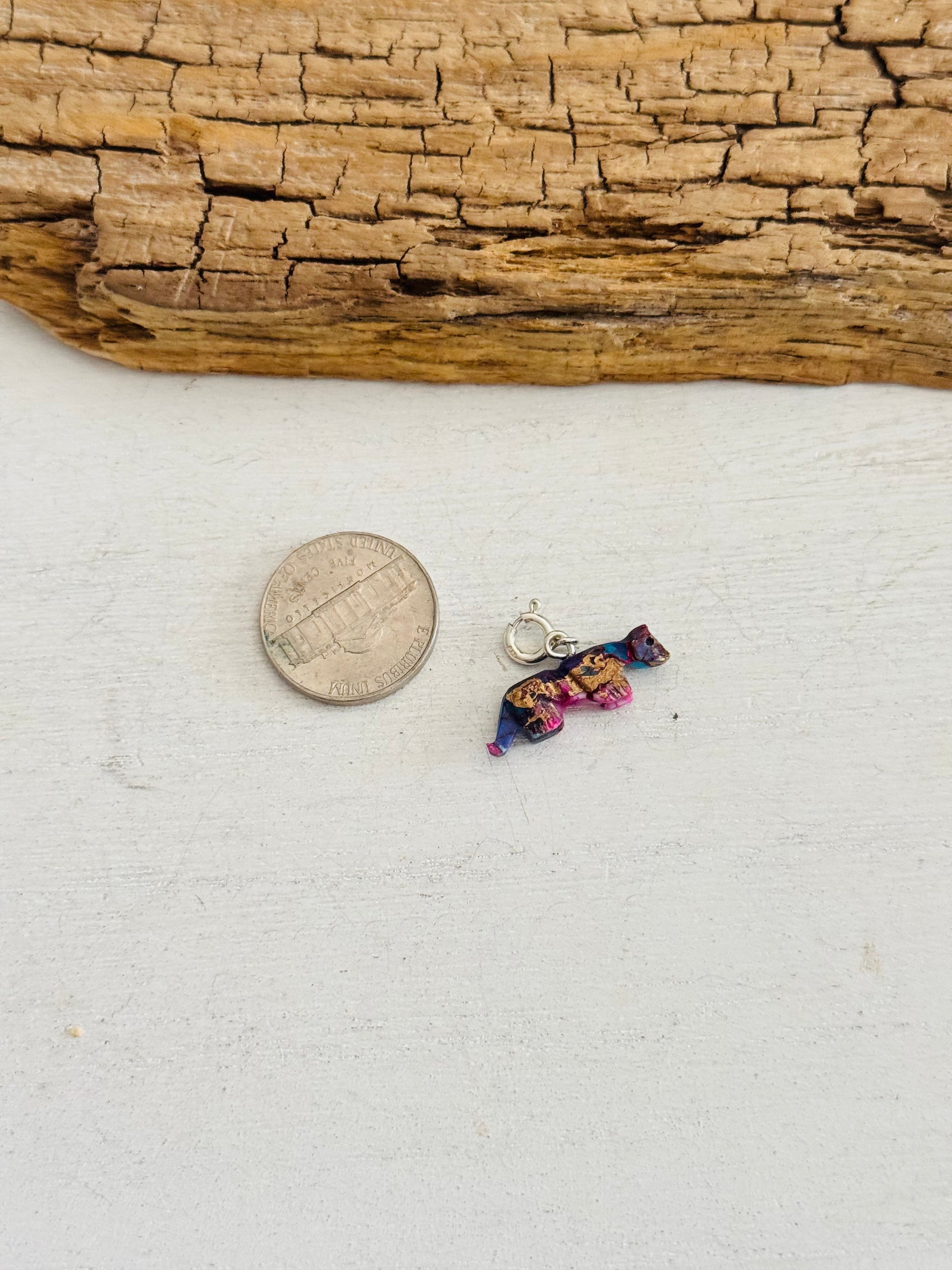 Navajo Made Mohave Turquoise & Sterling Silver Cougar Charms