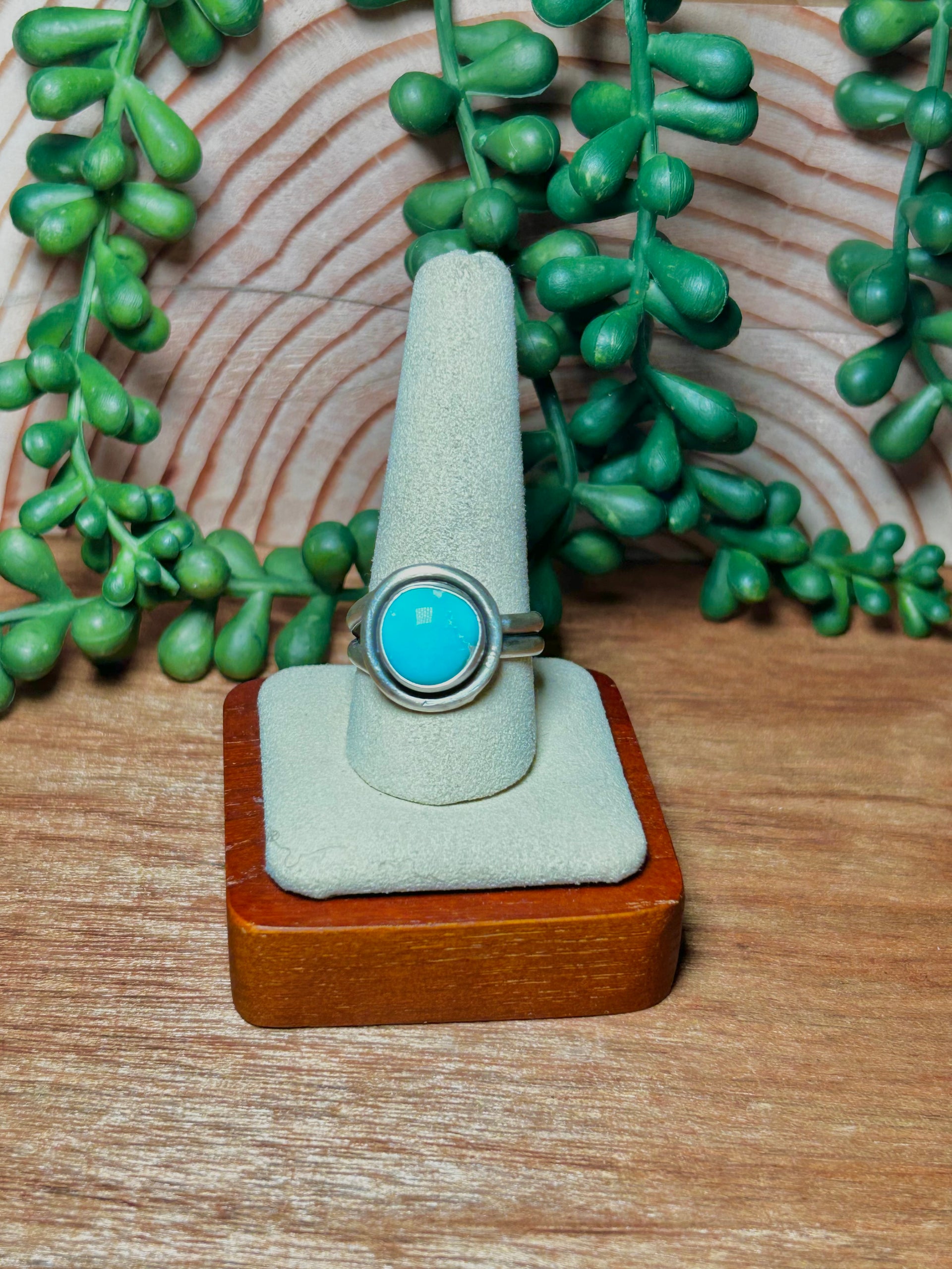 Navajo Made Kingman Turquoise & Sterling Silver Adjustable Ring