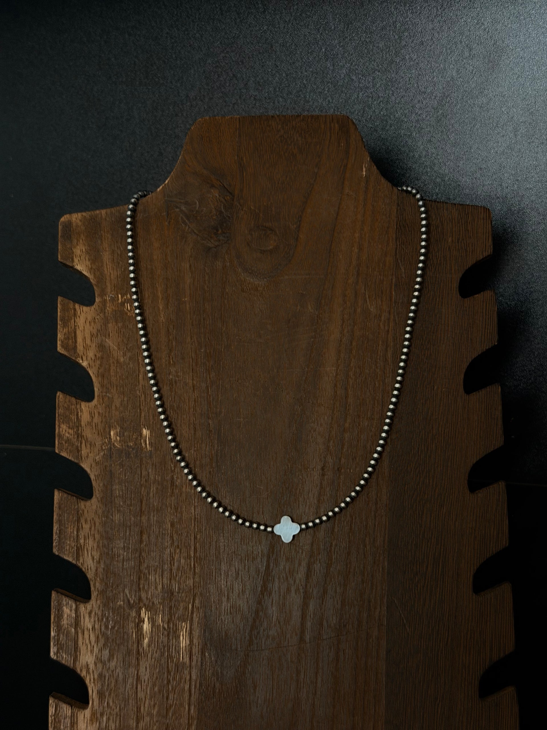 Navajo Strung Mother of Pearl & Sterling Silver Star Necklace