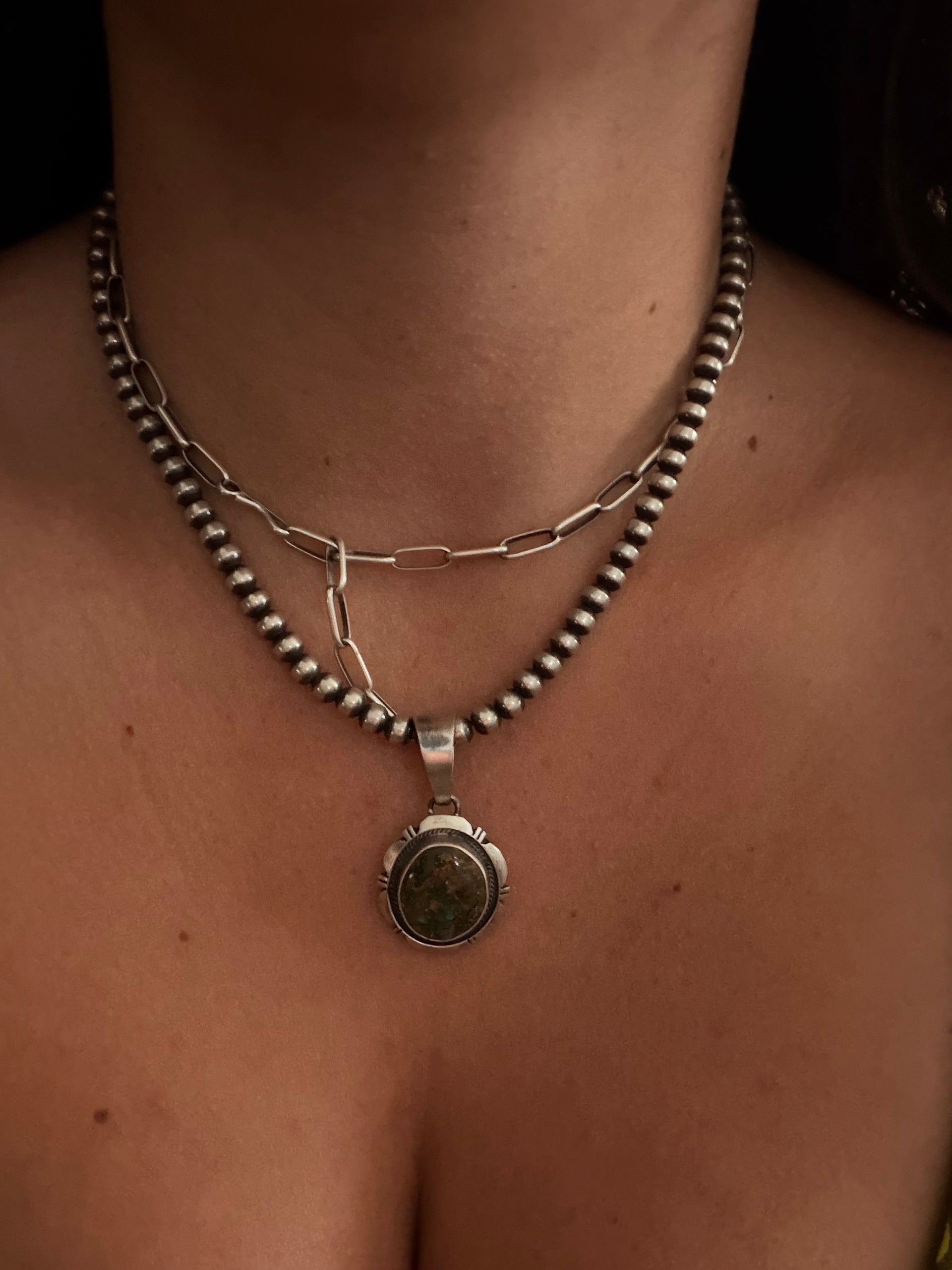 Navajo Made Royston Turquoise & Sterling Silver Pendant