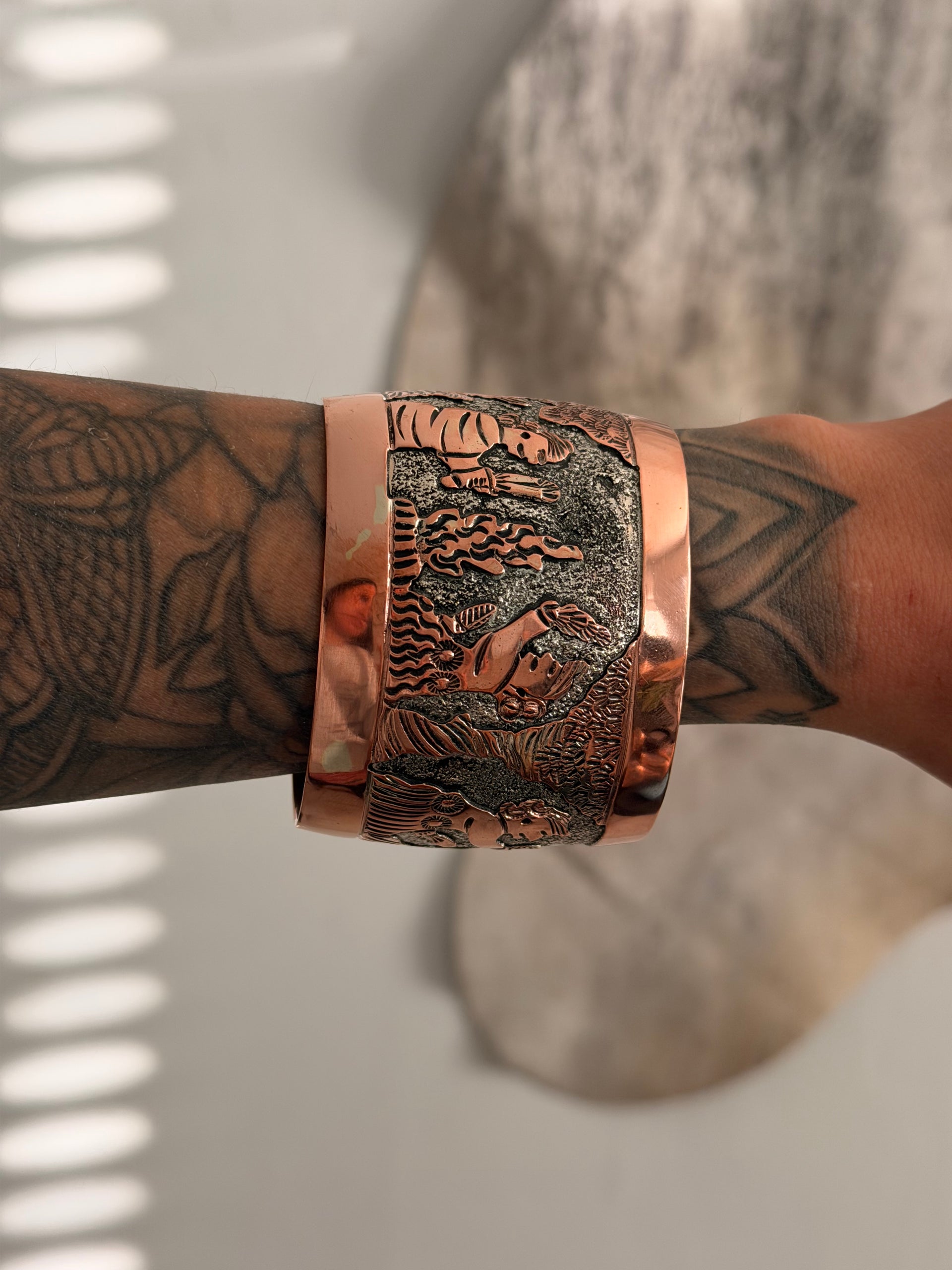 Elaine Becenti Copper Story Teller Cuff Bracelet