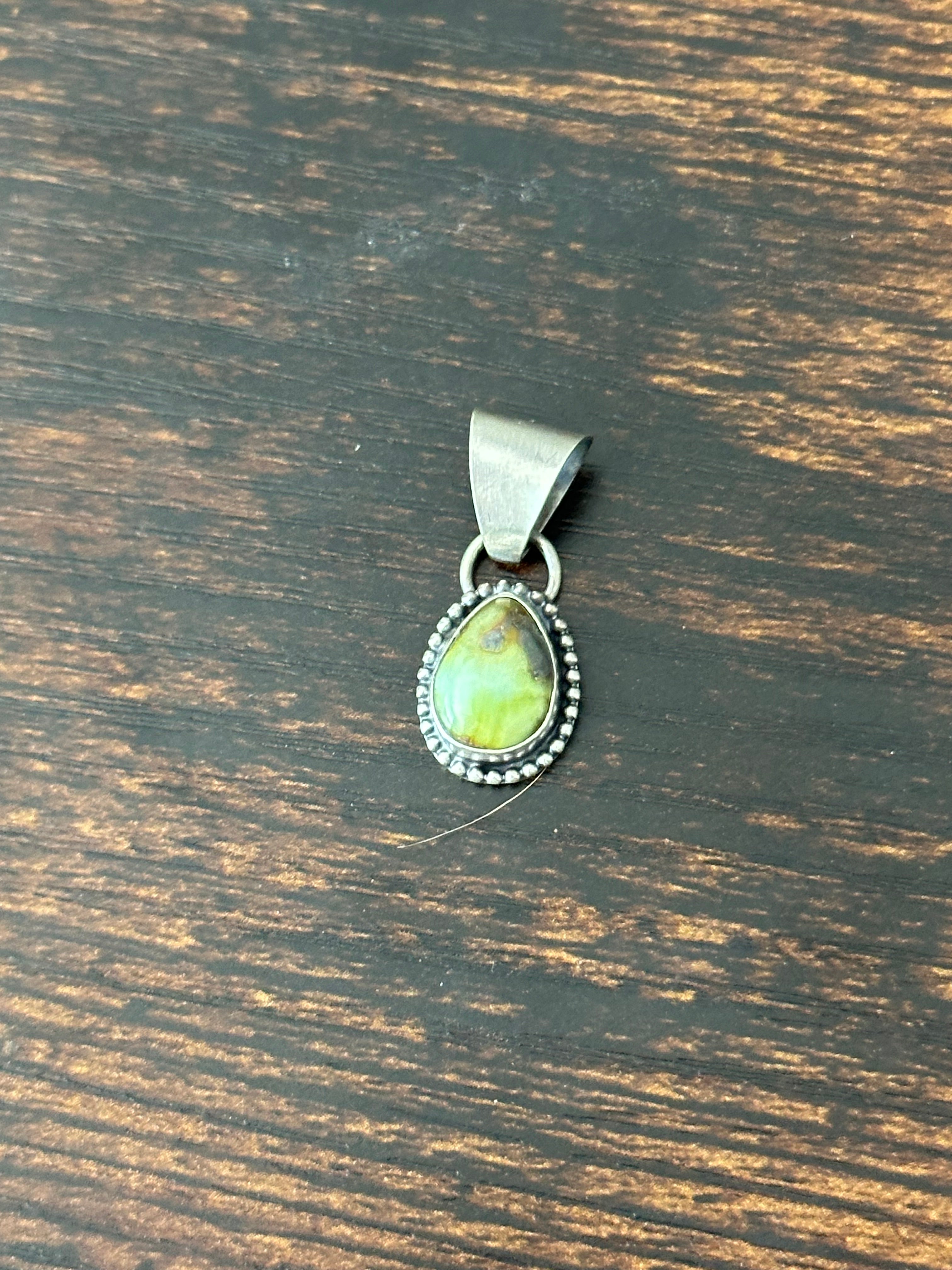 Navajo Palomino Variscite & Sterling Silver Pendant