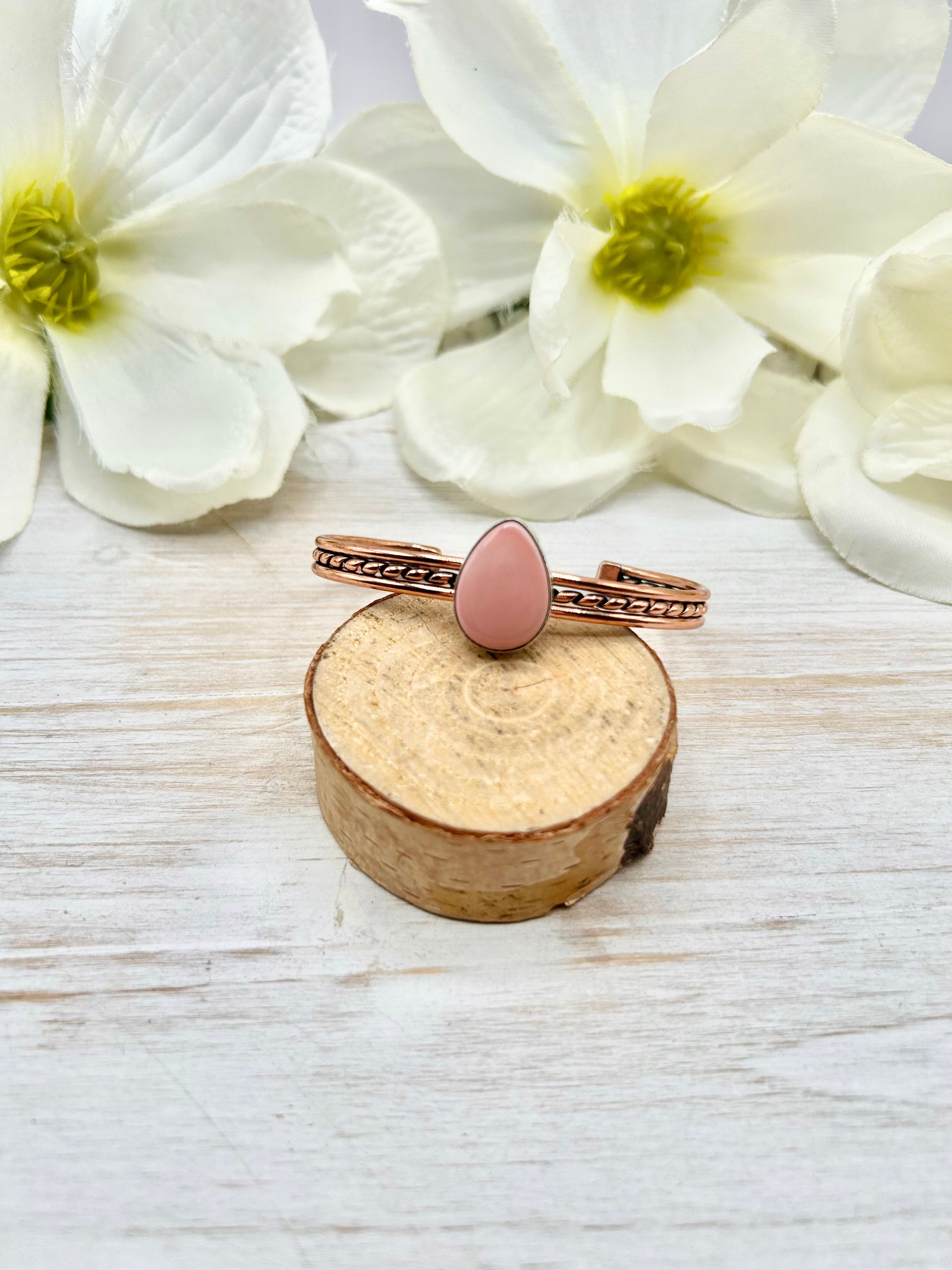 Navajo Made Pink Conch & Copper Cuff Bracelet