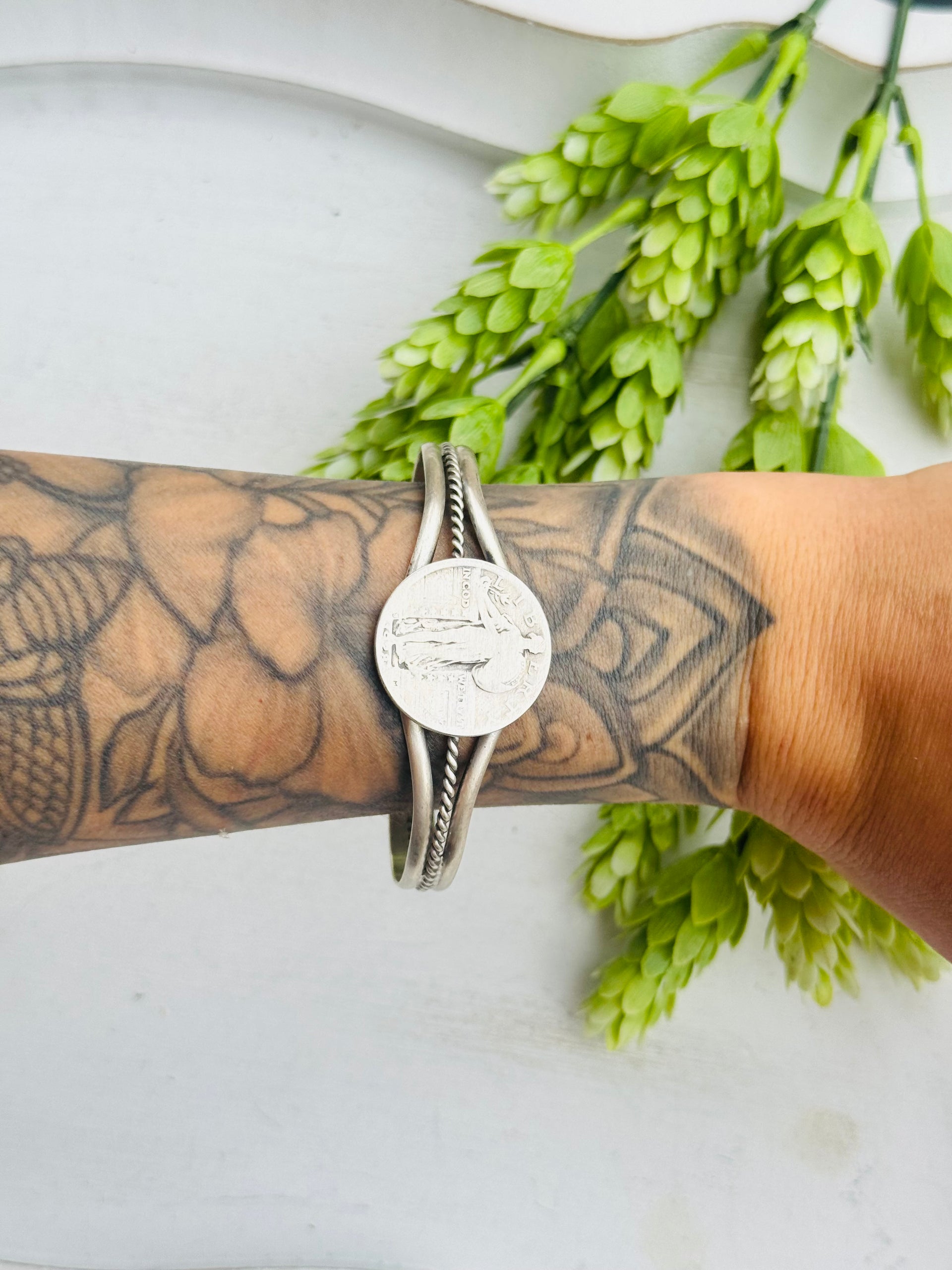 Navajo Made Sterling Silver Liberty Cuff Bracelet