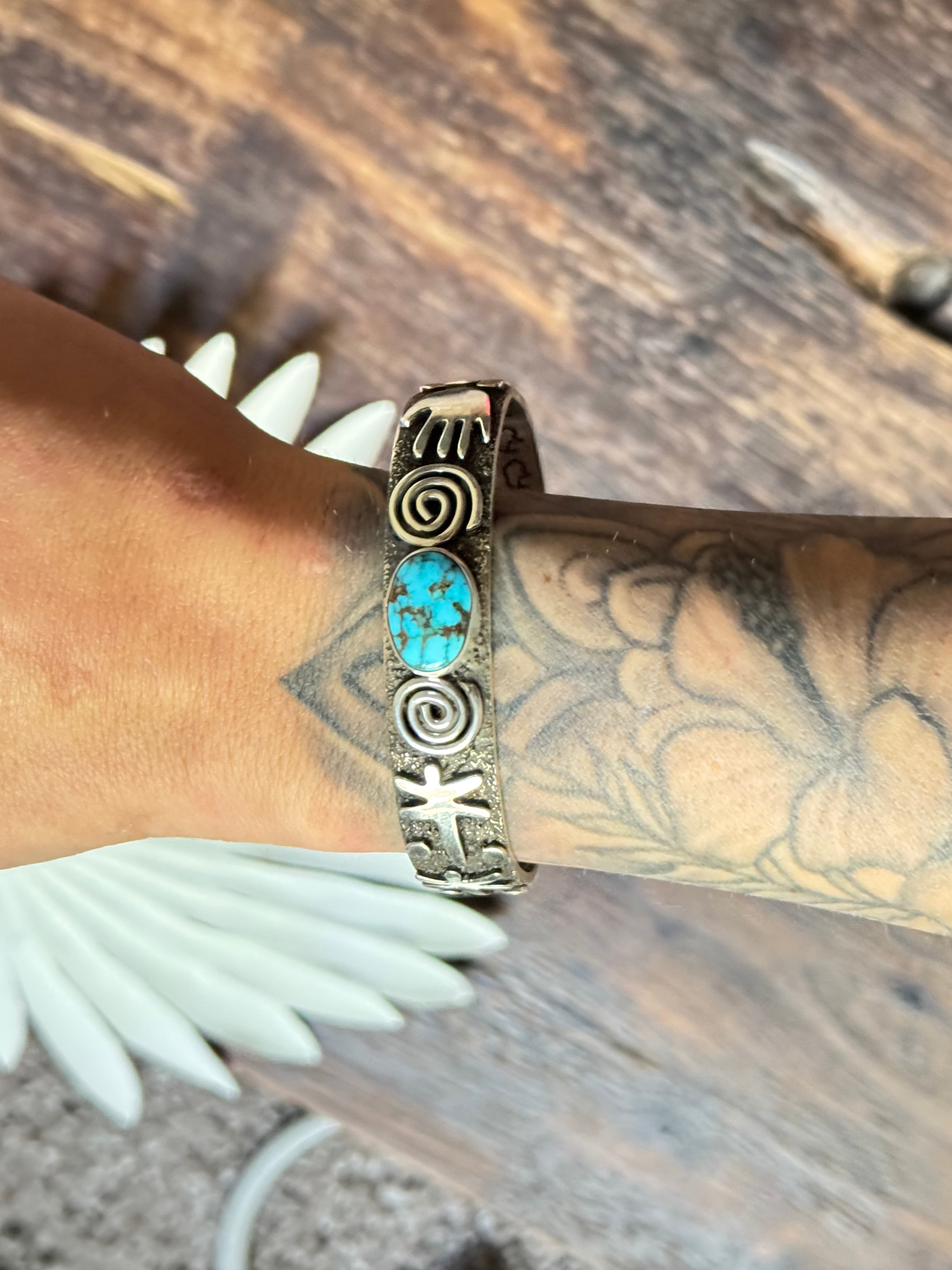 Alex Sanchez Birds Eye Kingman Turquoise & Sterling Silver Cuff Bracelet